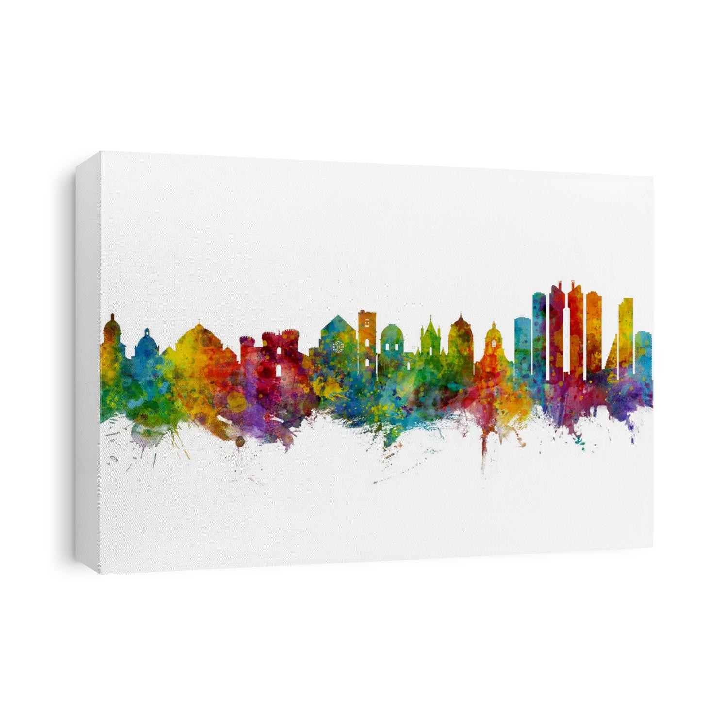 Watercolor art print of the skyline of Naples, Italy