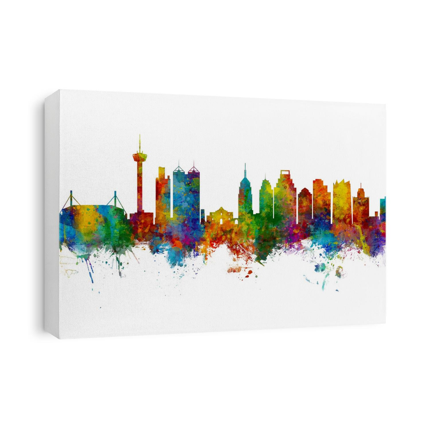 Watercolor art print of the skyline of San Antonio, Texas, United States