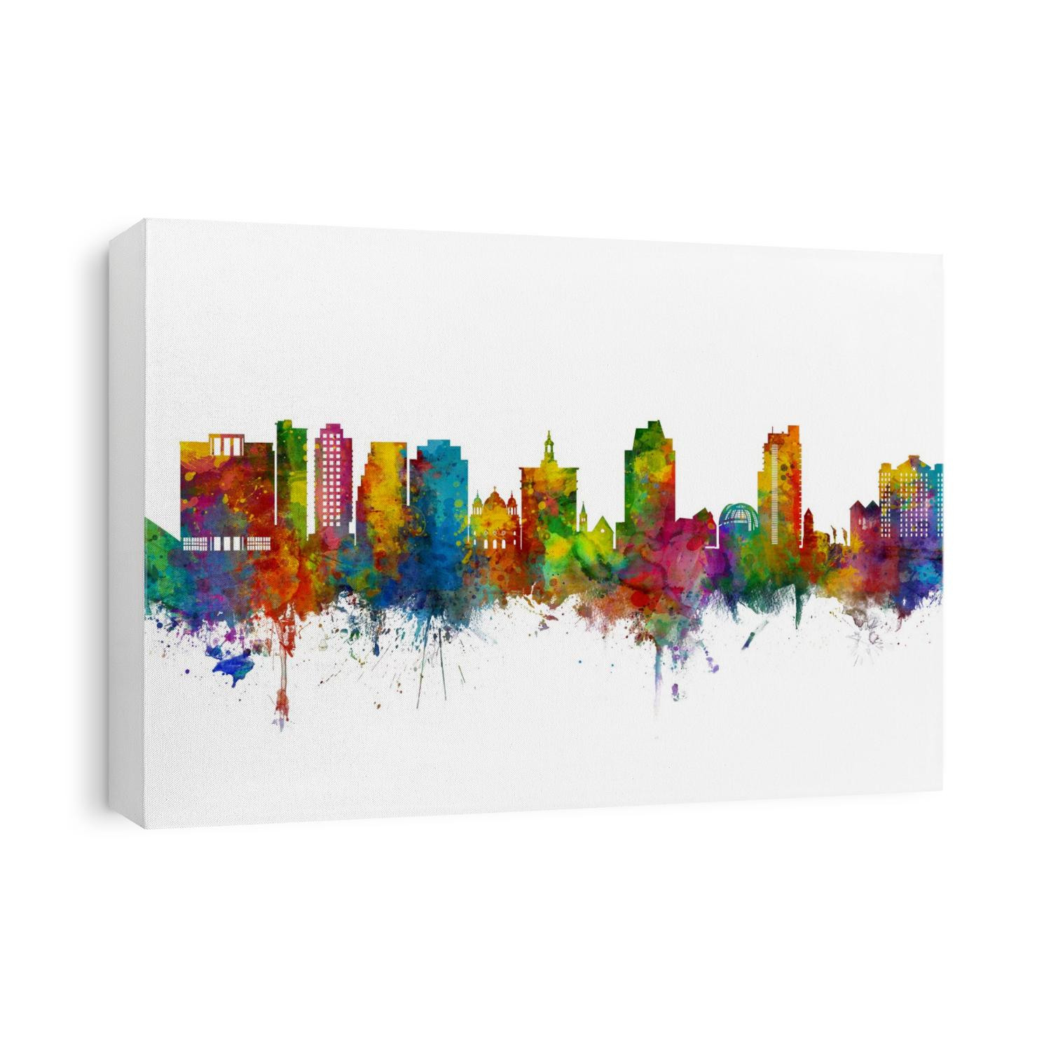 Watercolor art print of the skyline of San Jose, California, United States