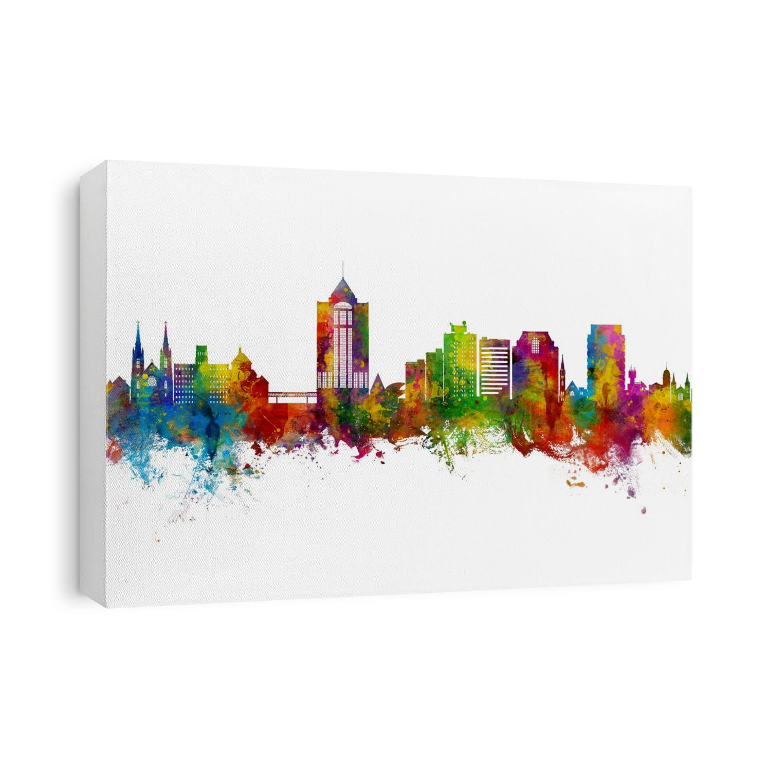 Watercolor art print of the skyline of Roanoke, Virginia