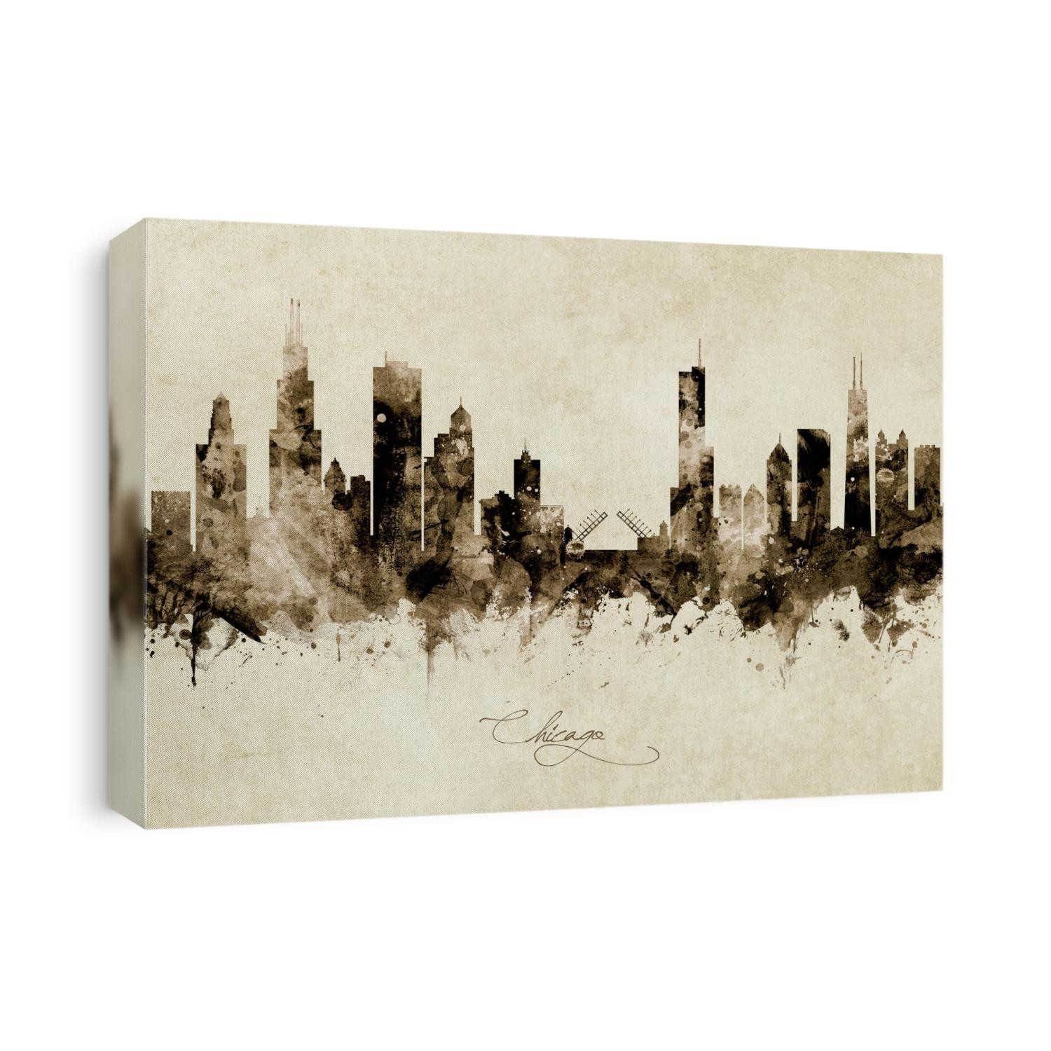 Watercolor art print of the skyline of Chicago, Illinois, United States