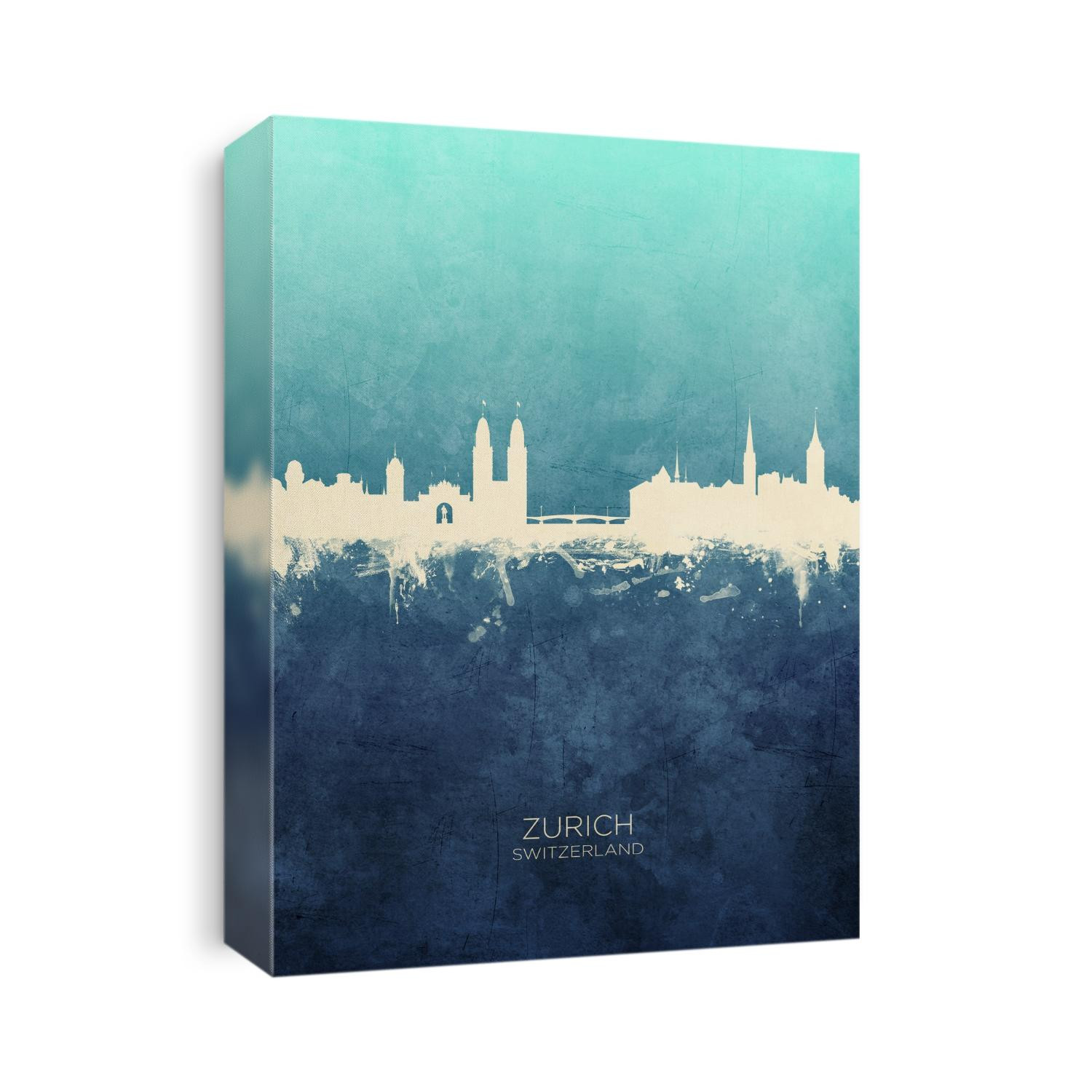 Watercolor art print of the skyline of Zurich, Switzerland