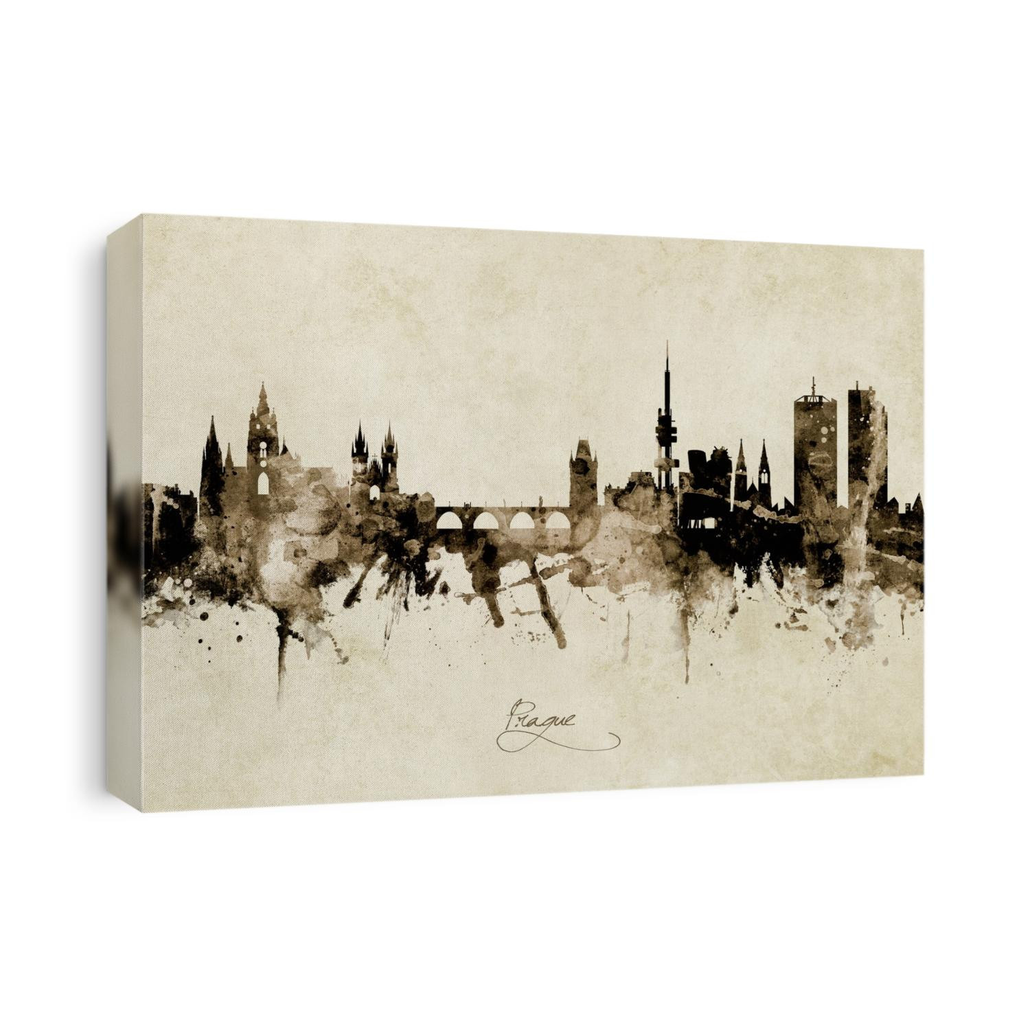 Watercolor art print of the skyline of Prague, Czech Republic (Praha)