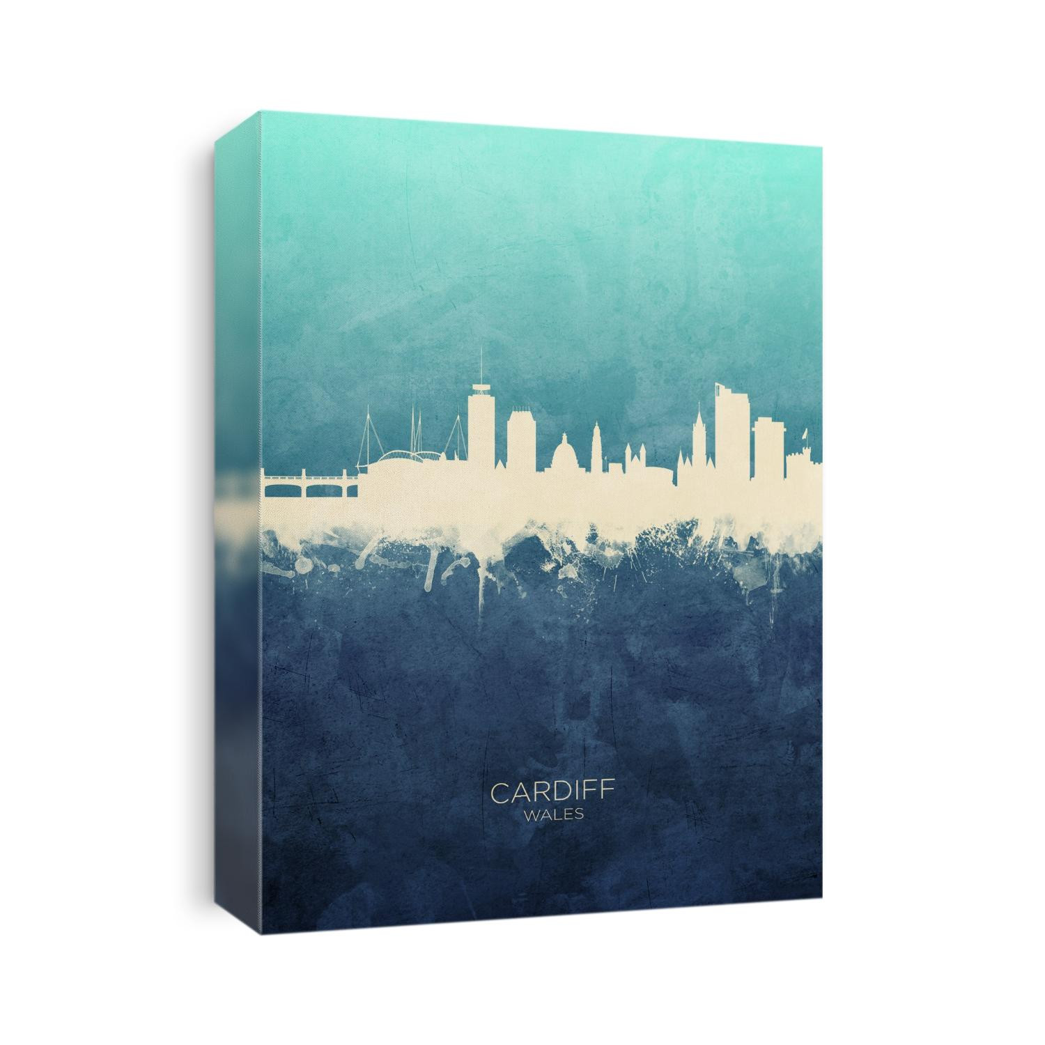Watercolor art print of the skyline of Cardiff, Wales, United Kingdom