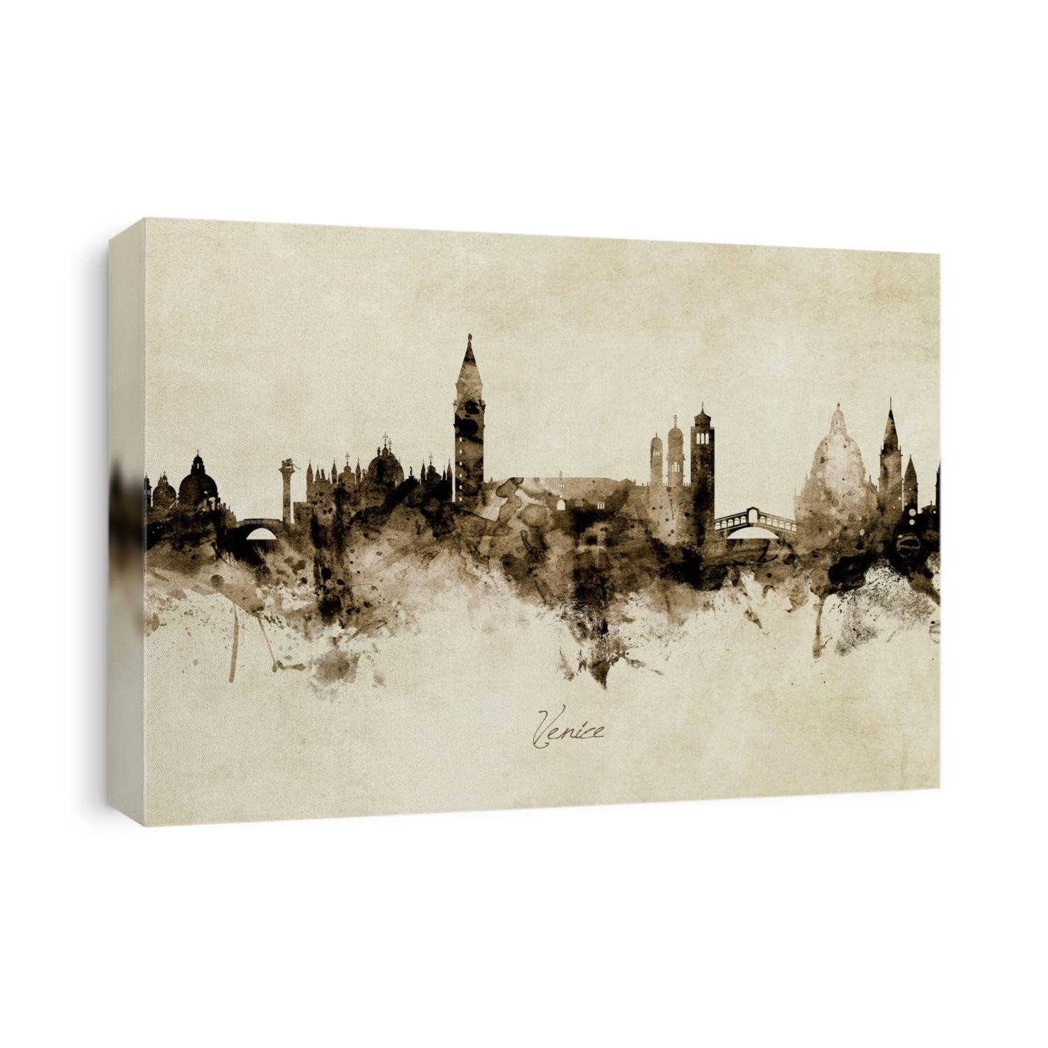 Watercolor art print of the skyline of Venice, Italy