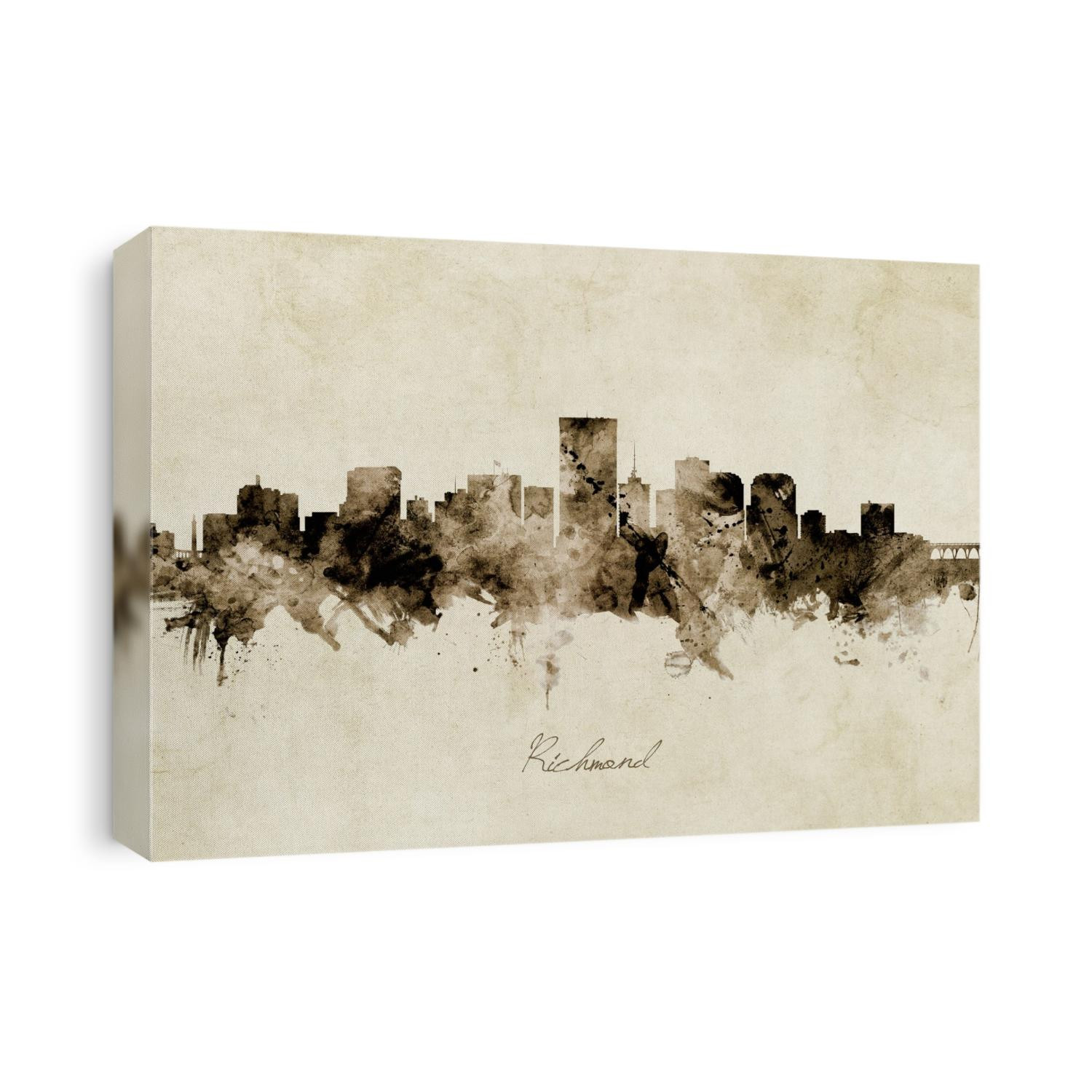 Watercolor art print of the skyline of Richmond, Virginia, United States