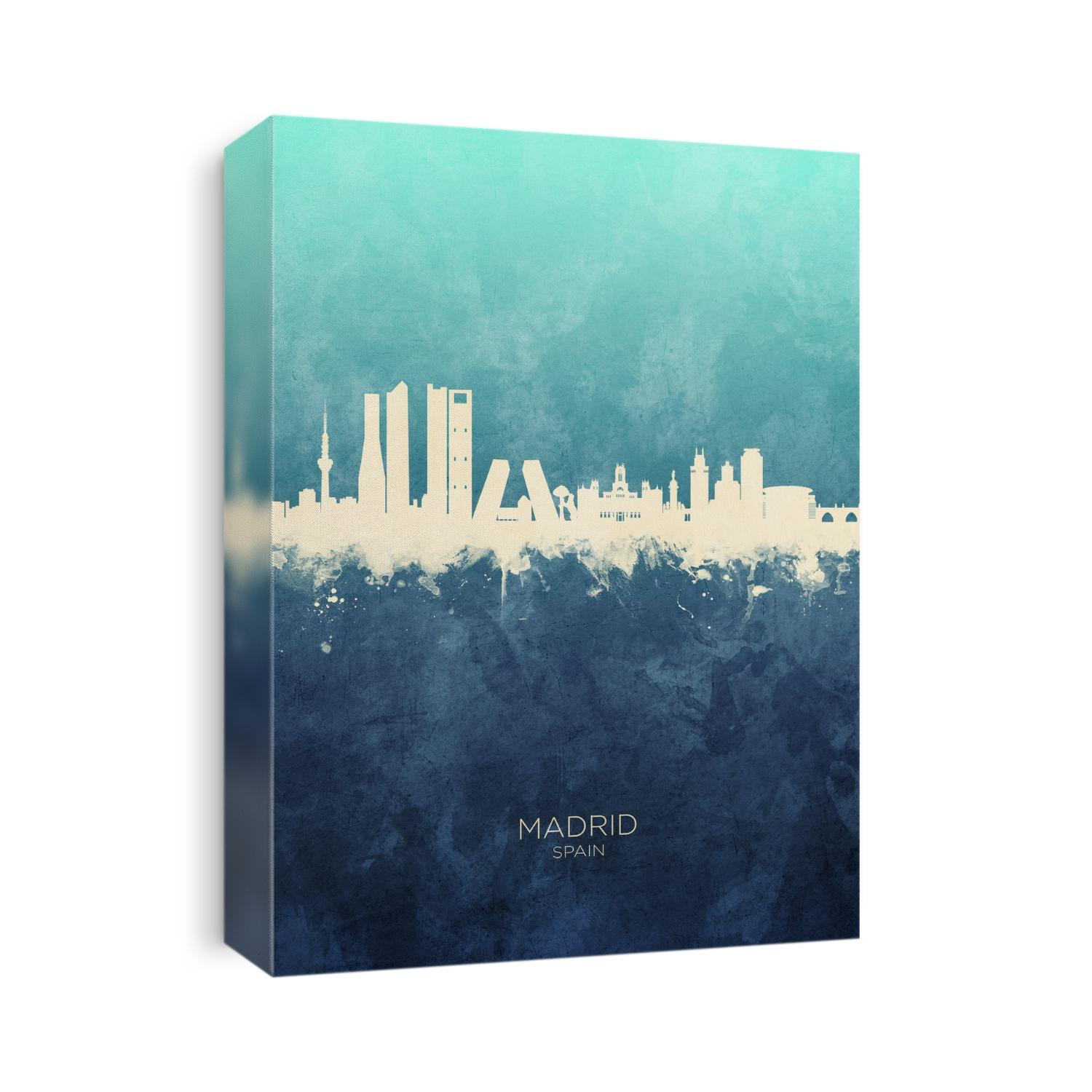 Watercolor art print of the skyline of Madrid, Spain