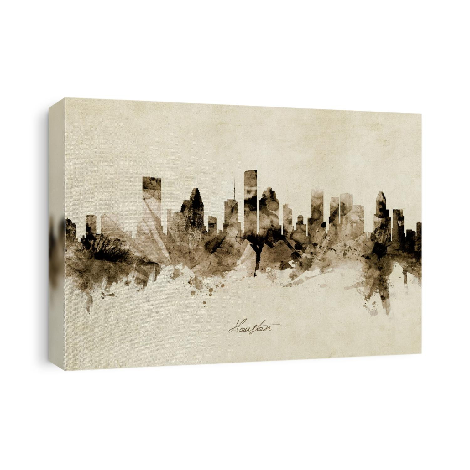 Watercolor art print of the skyline of Houston, Texas, United States