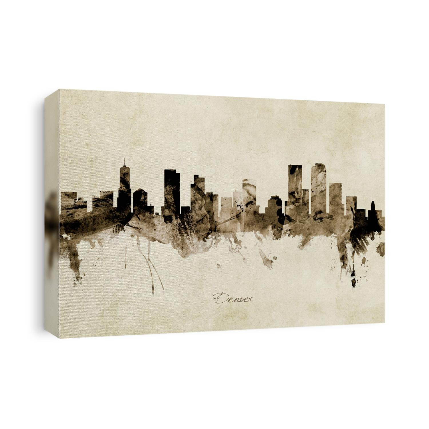 Watercolor art print of the skyline of Denver, Colorado, United States
