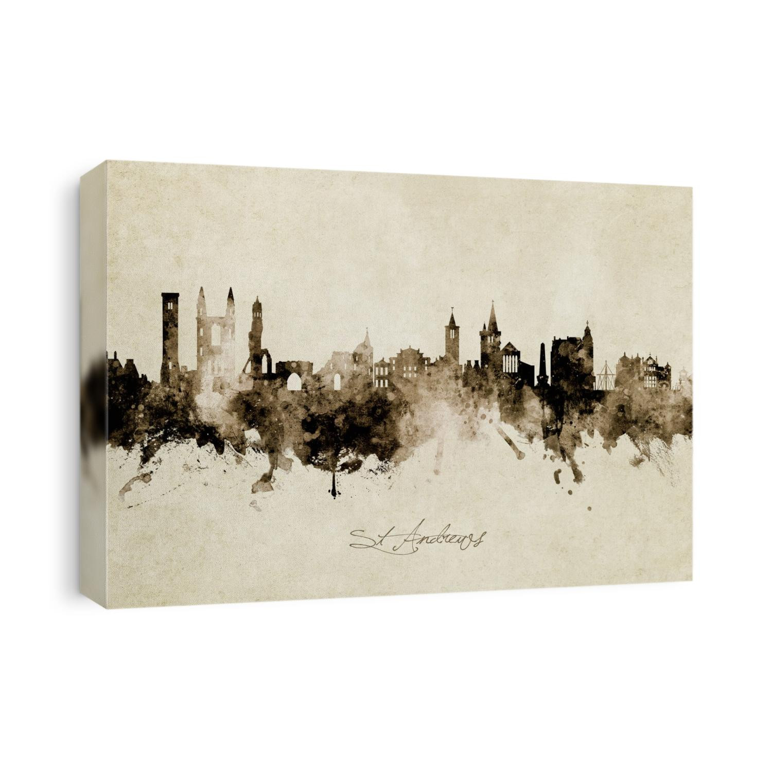 Watercolor art print of the skyline of St Andrews, Scotland, United Kingdom