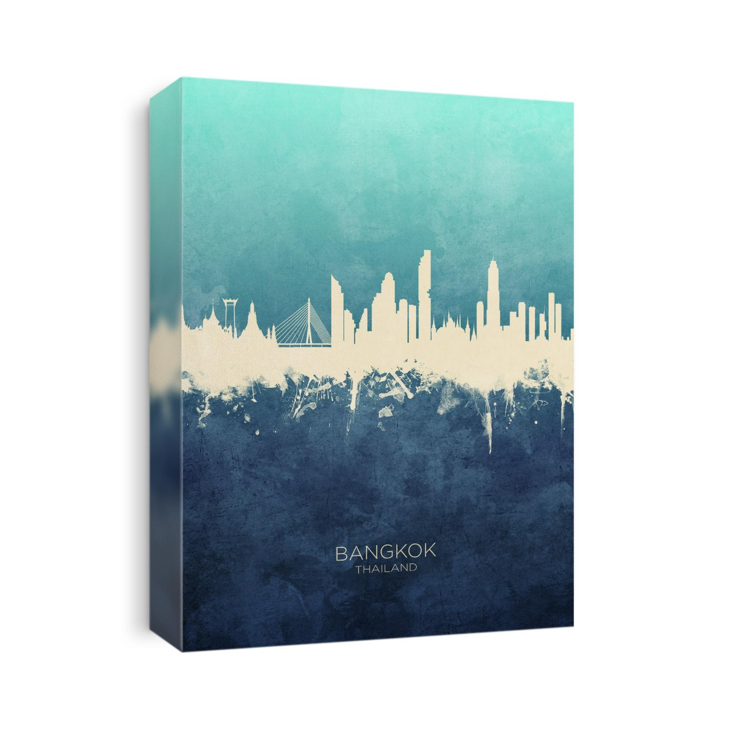 Watercolor art print of the skyline of Bangkok, Thailand