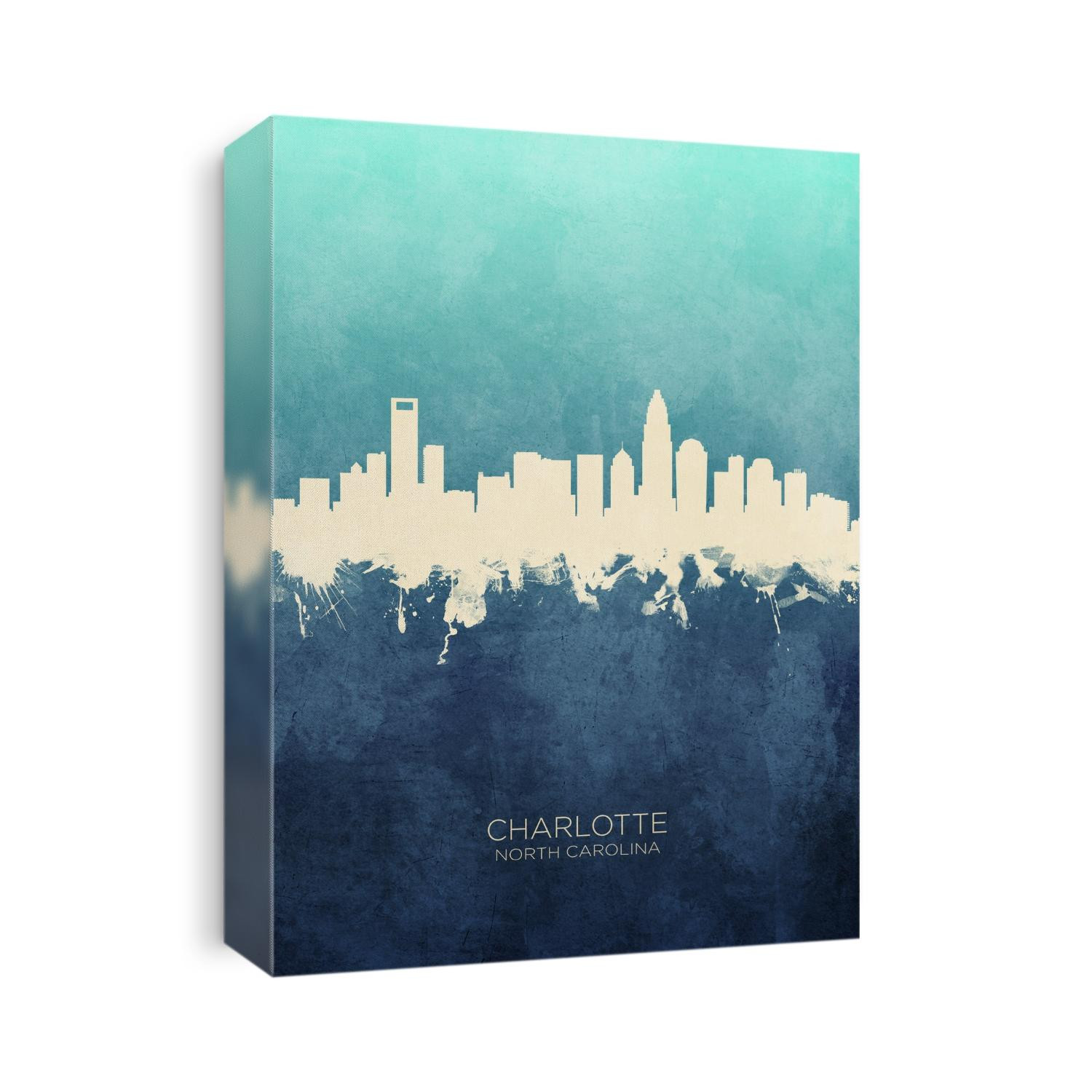 Watercolor art print of the skyline of Charlotte, North Carolina, United States