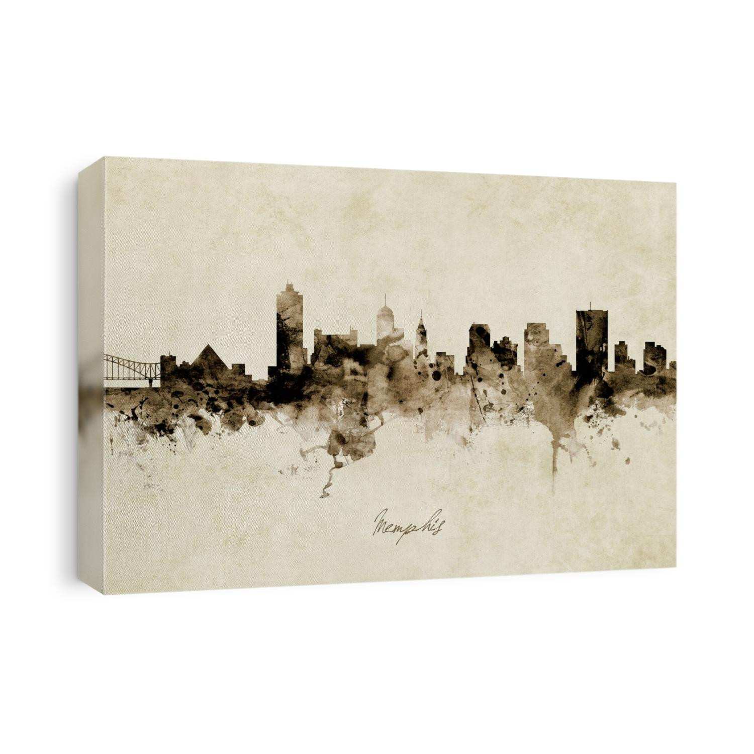 Watercolor art print of the skyline of Memphis, Tennessee, United States