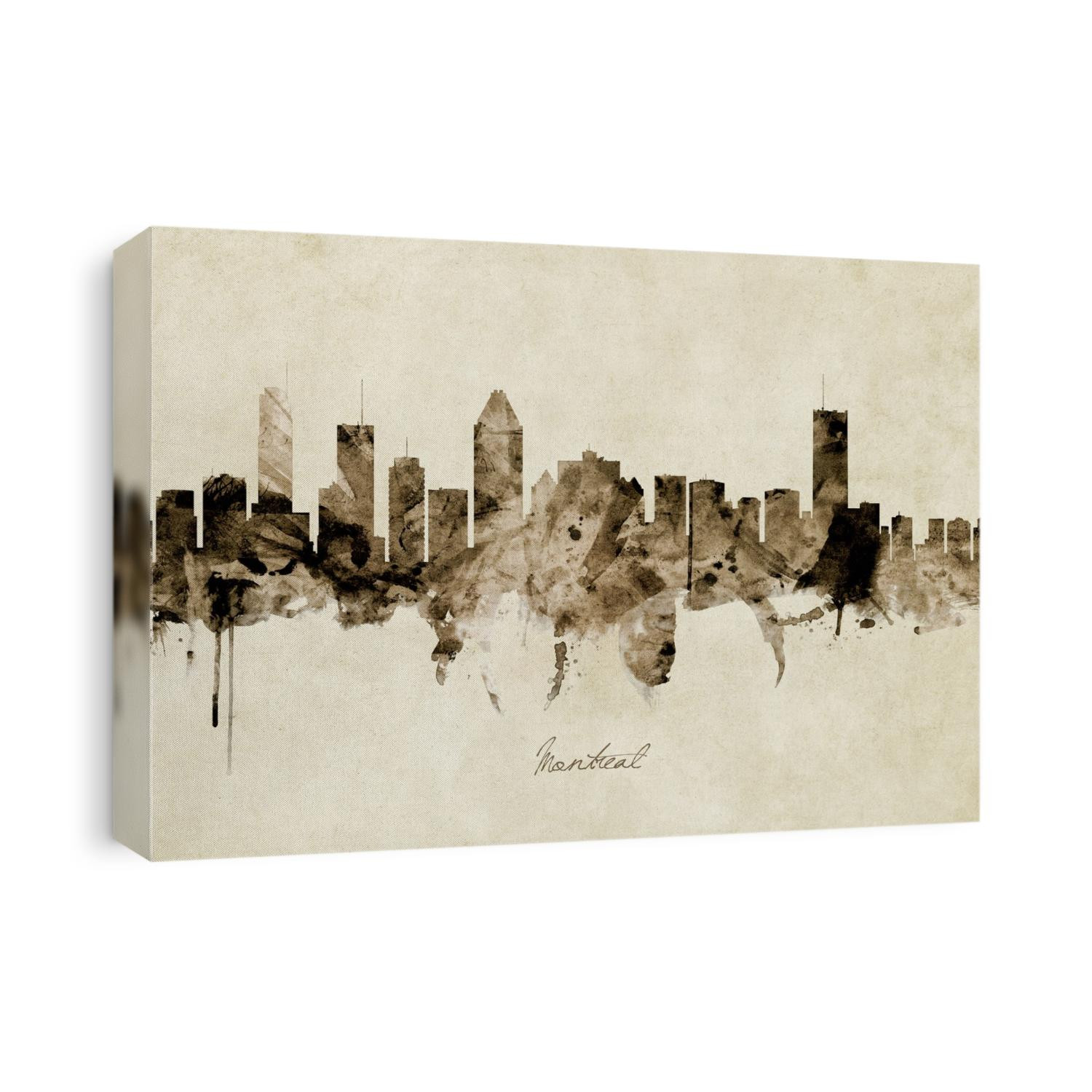 Watercolor art print of the skyline of Montreal, Canada