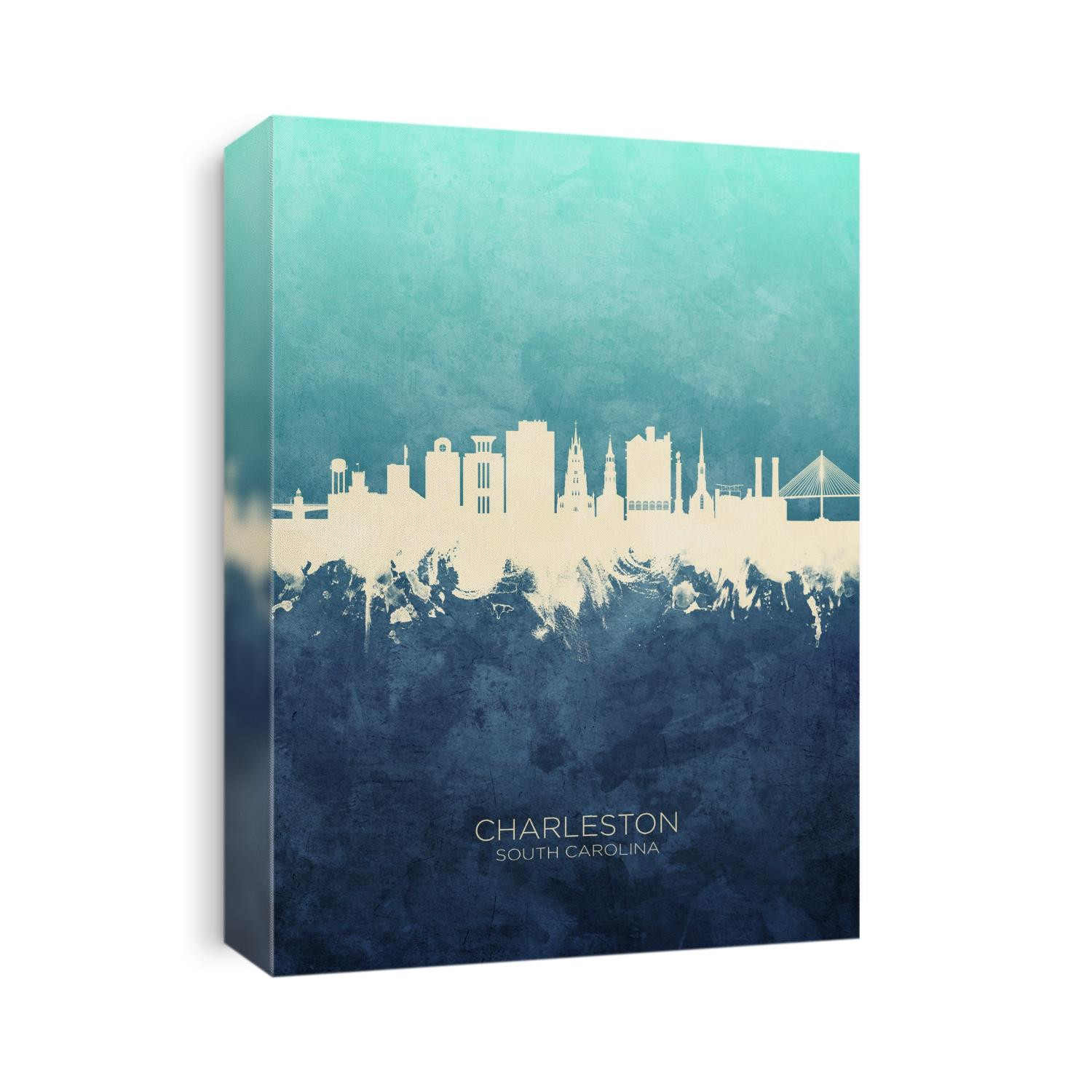 Watercolor art print of the skyline of Charleston, South Carolina, United States