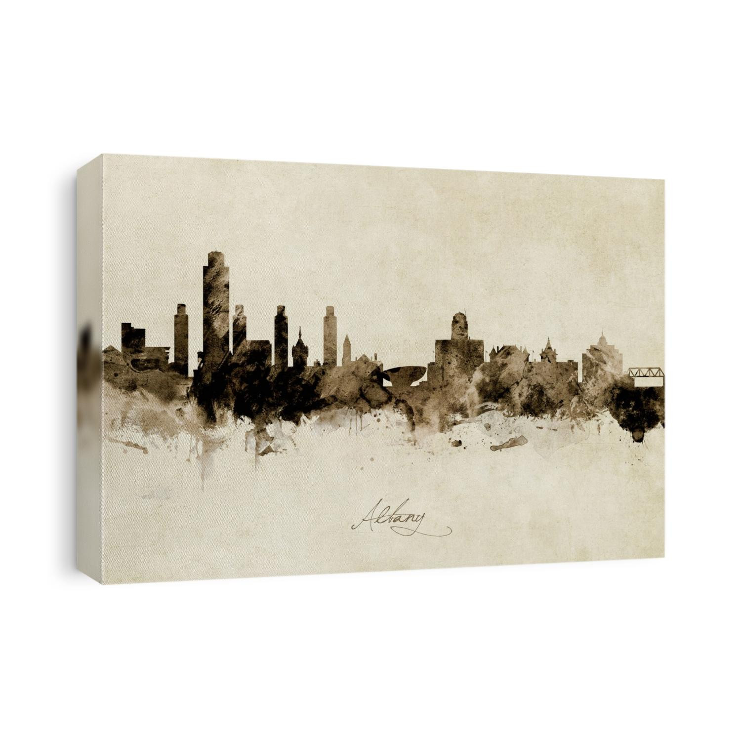 Watercolor art print of the skyline of Albany, New York, United States