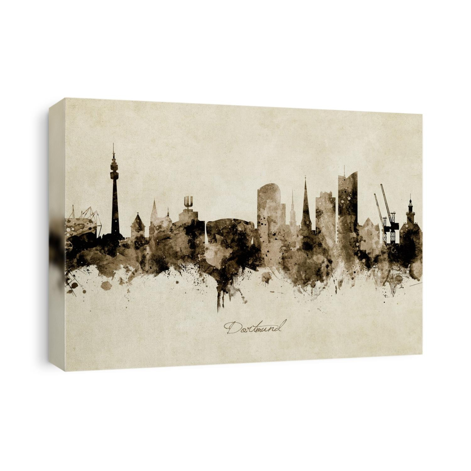 Watercolor art print of the skyline of Dortmund, Germany 