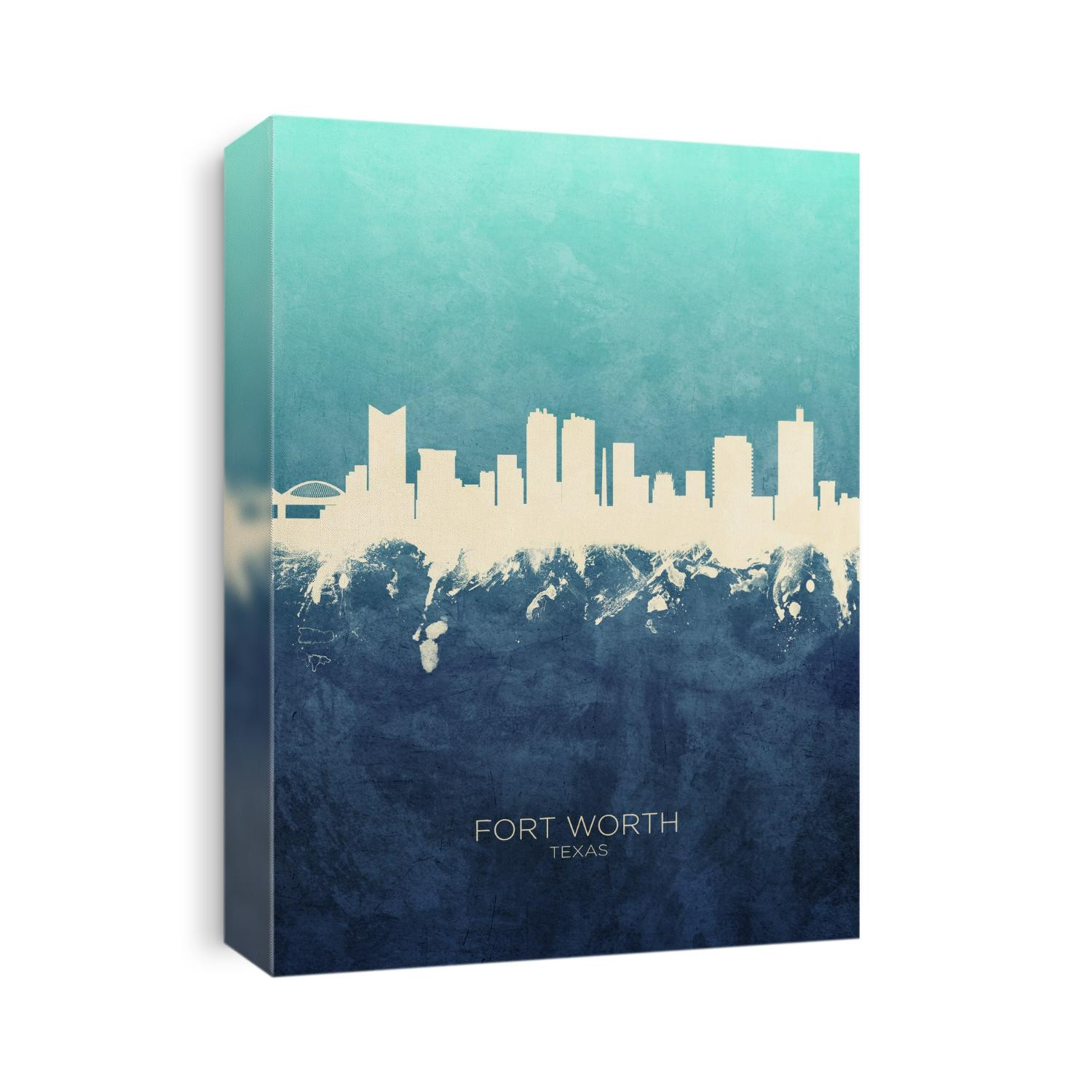 Watercolor art print of the skyline of Fort Worth, Texas, United States