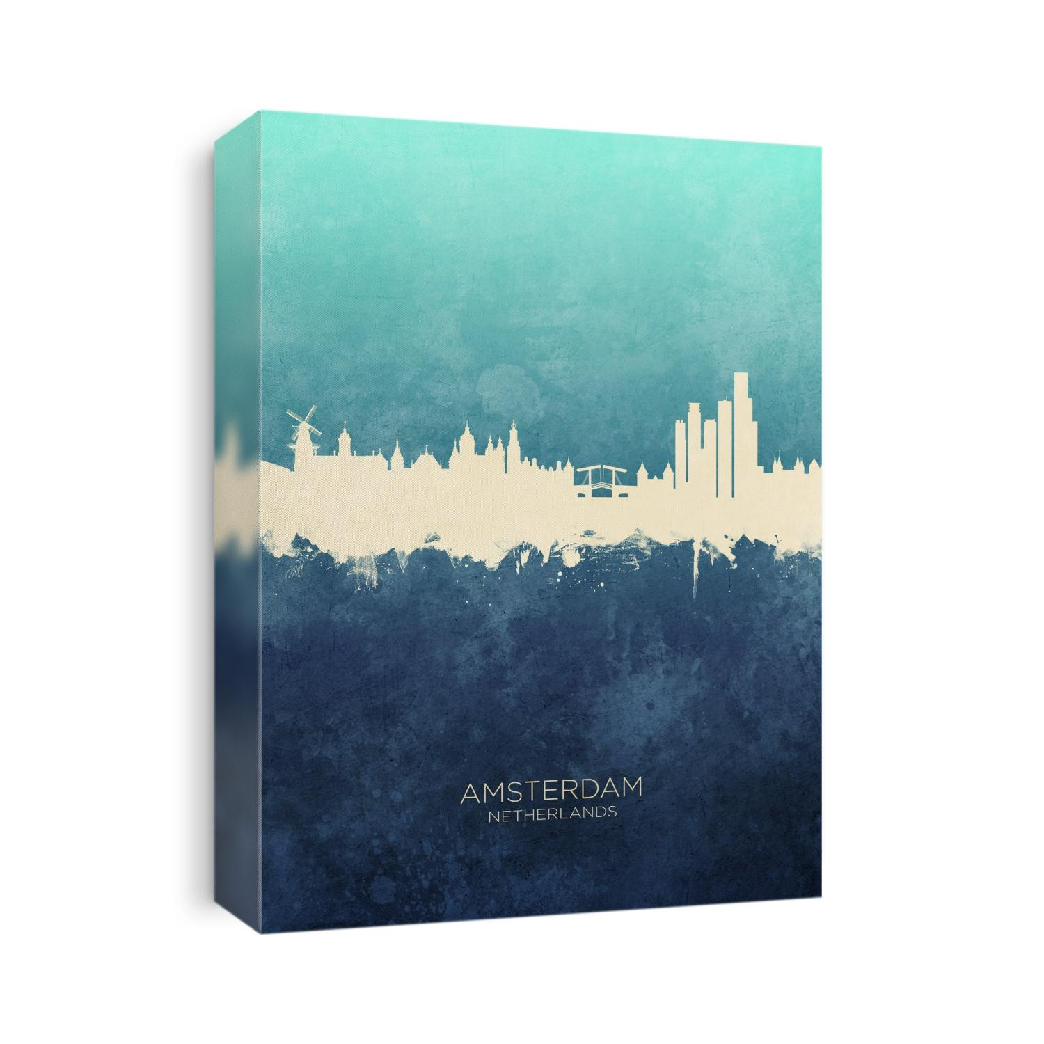 Watercolor art print of the skyline of Amsterdam, The Netherlands