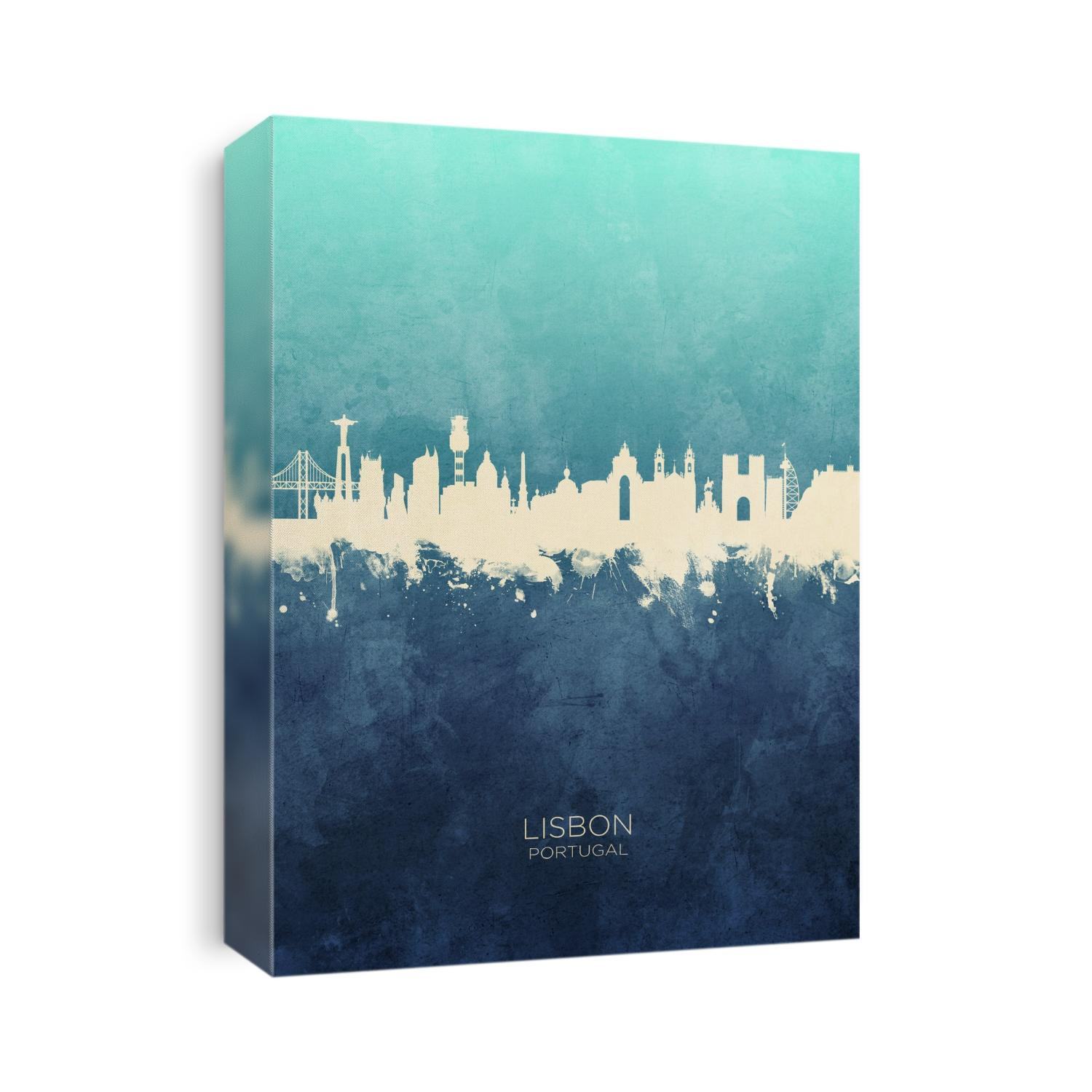 Watercolor art print of the skyline of Lisbon, Portugal