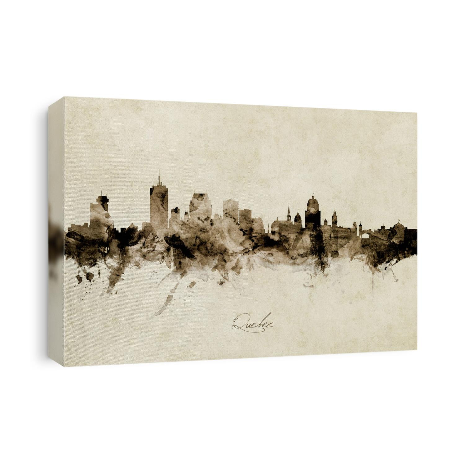 Watercolor art print of the skyline of Quebec, Canada