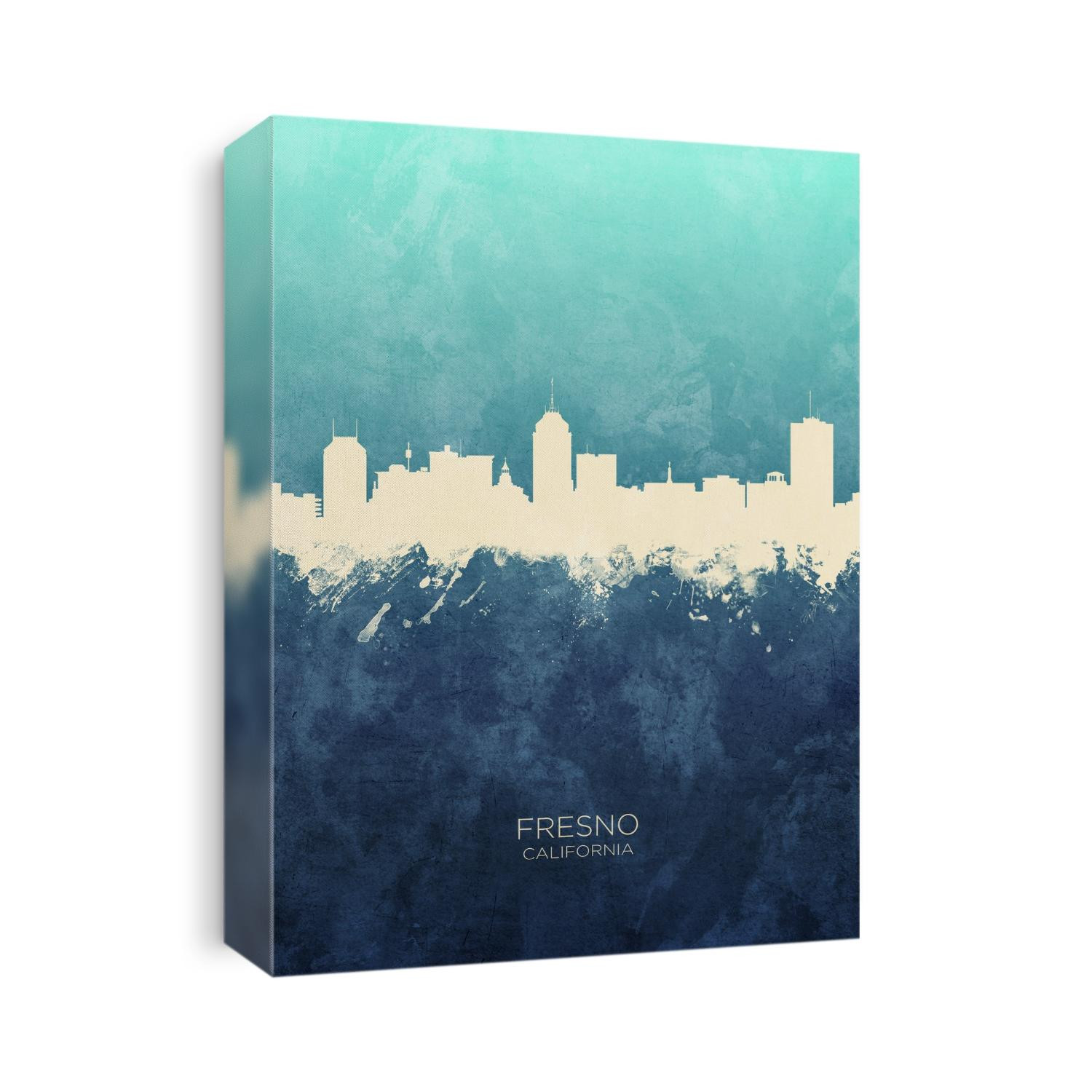 Watercolor art print of the skyline of Fresno, California, United States