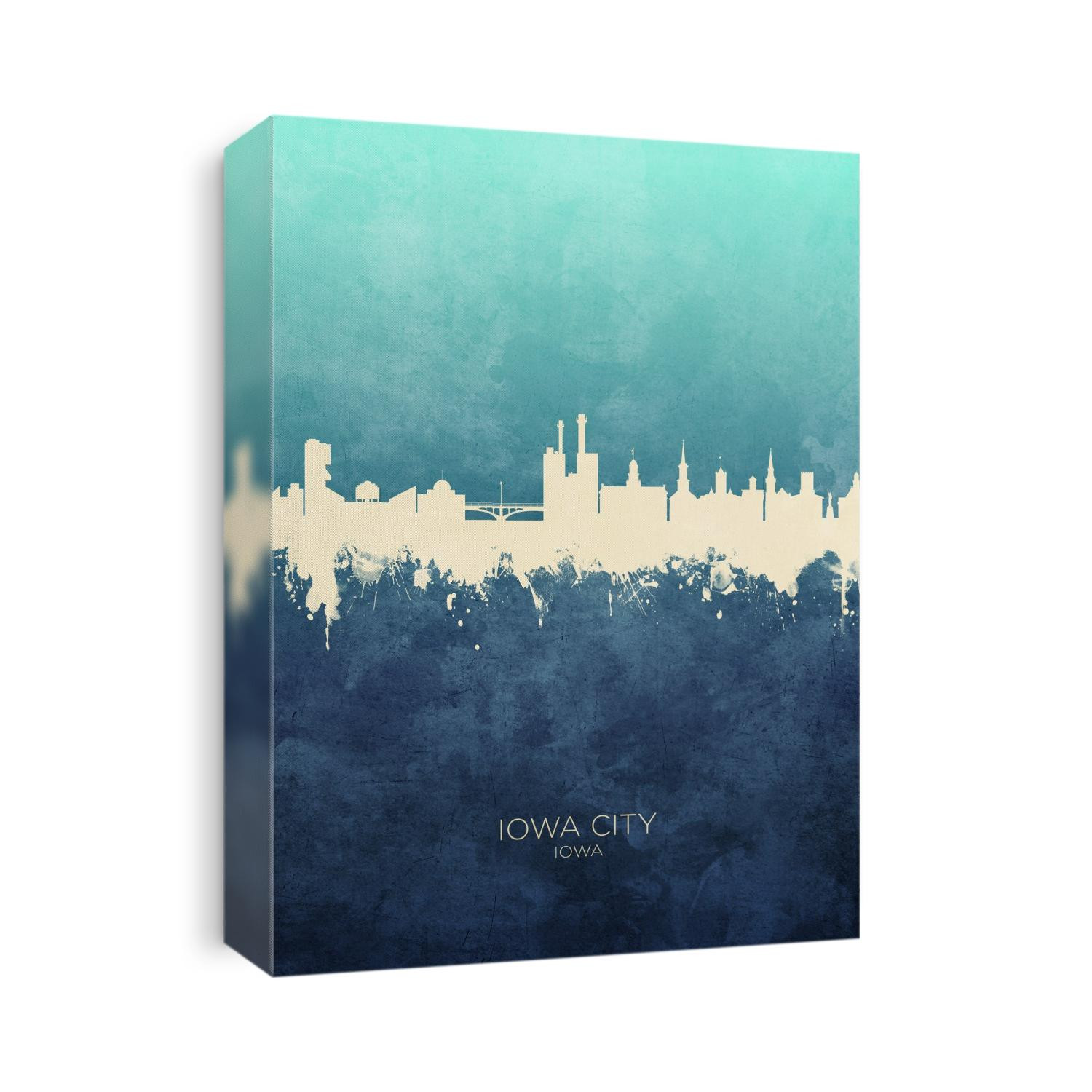Watercolor art print of the skyline of Iowa City, Iowa, United States