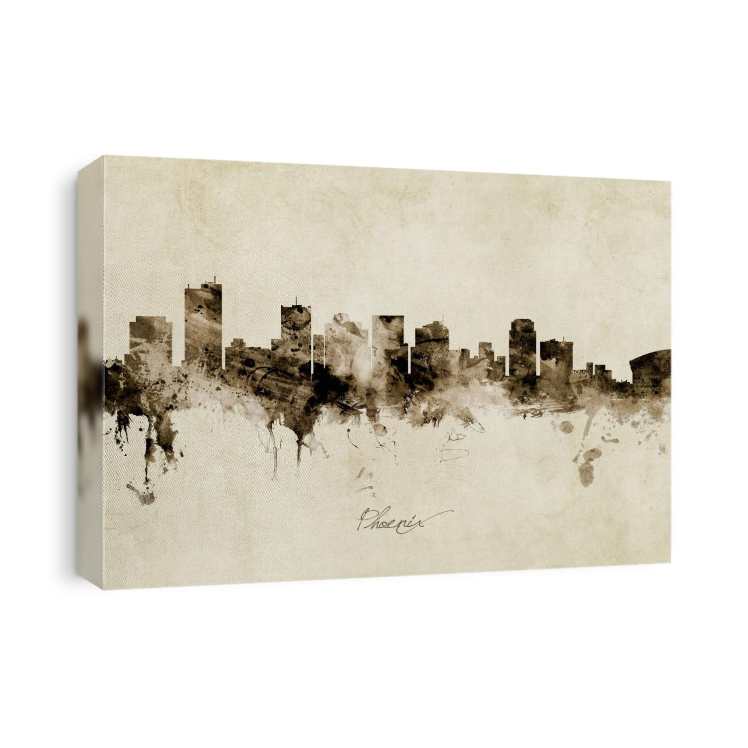 Watercolor art print of the skyline of Phoenix, Arizona, United States