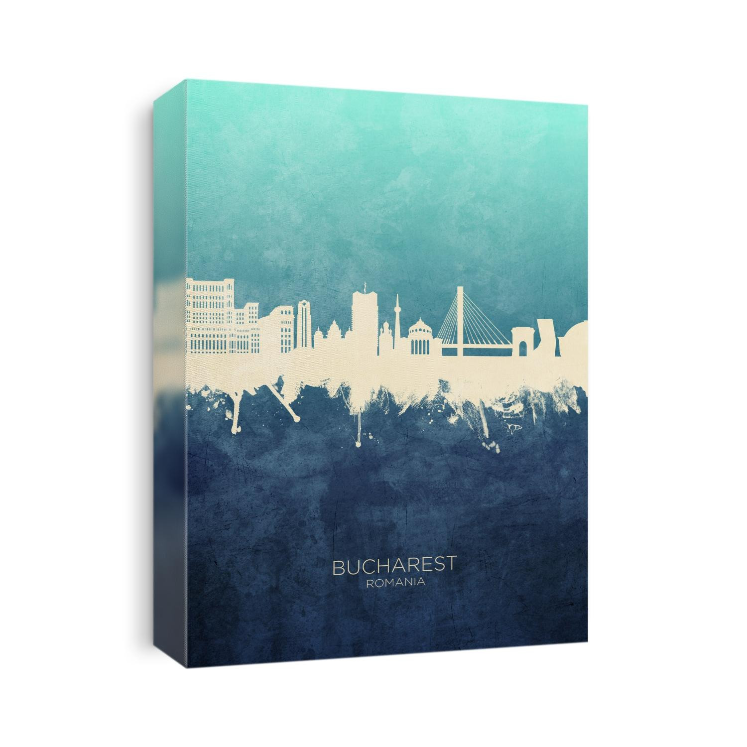 Watercolor art print of the skyline of Bucharest, Romania