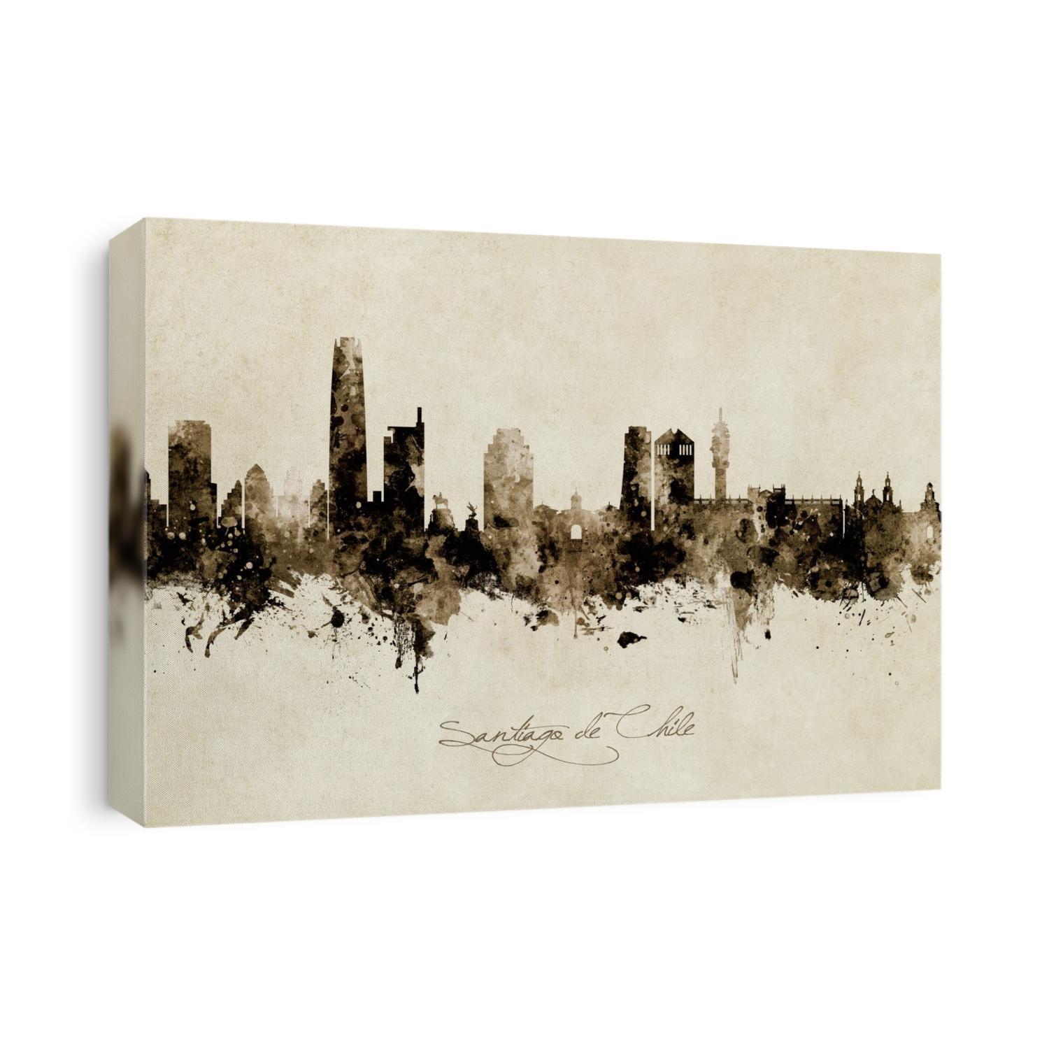 Watercolor art print of the skyline of Santiago de Chile, Chile