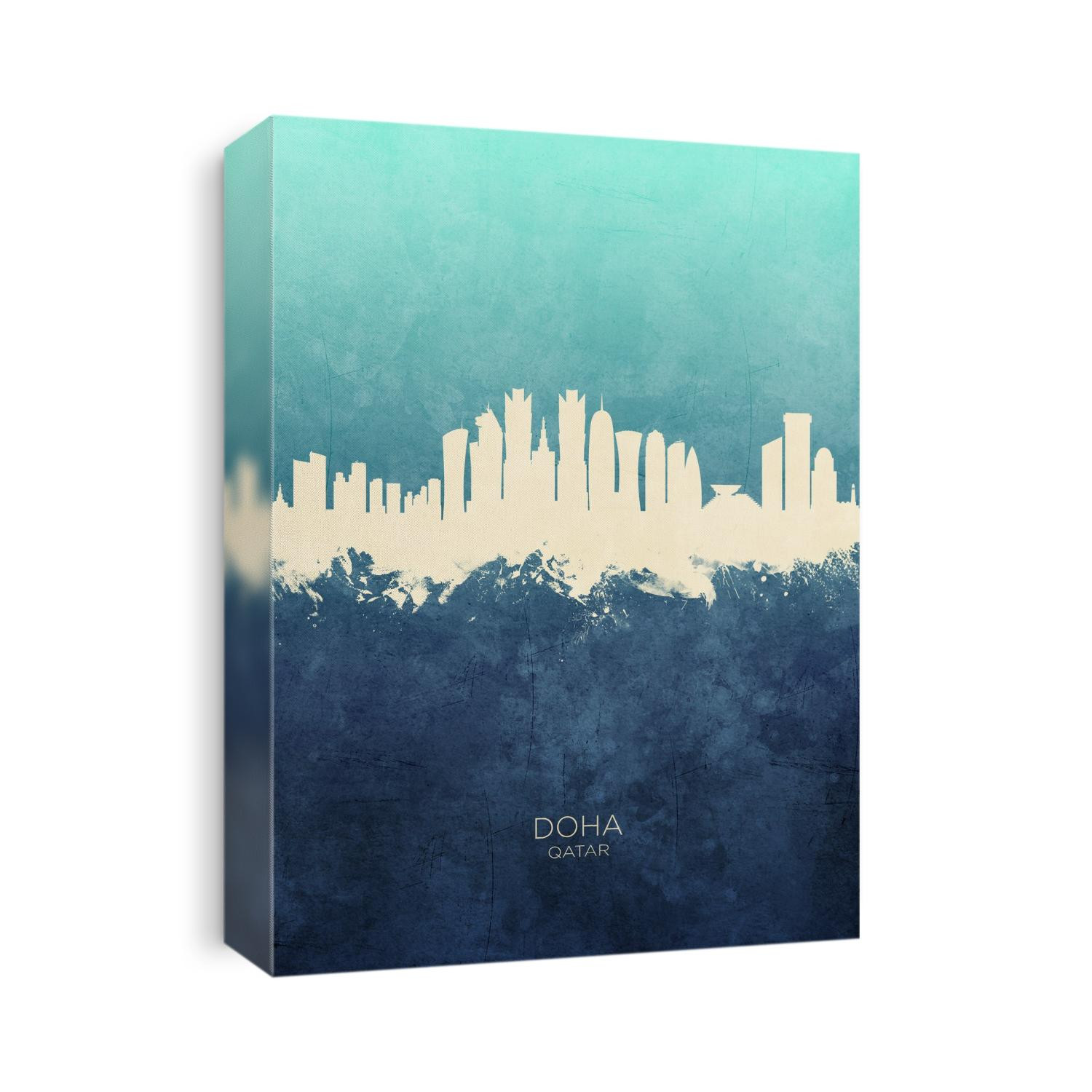 Watercolor art print of the skyline of Doha, Qatar