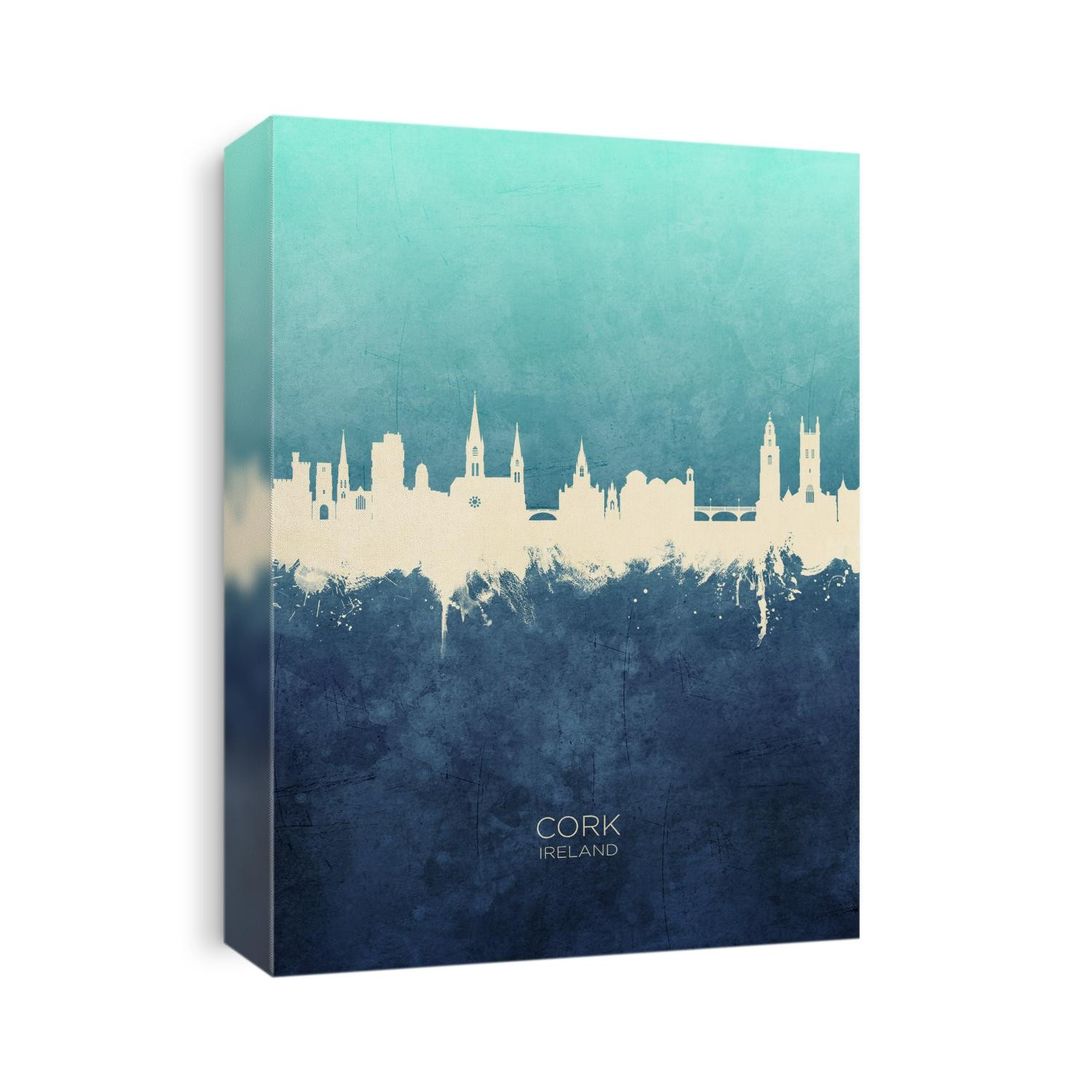Watercolor art print of the skyline of Cork, Ireland