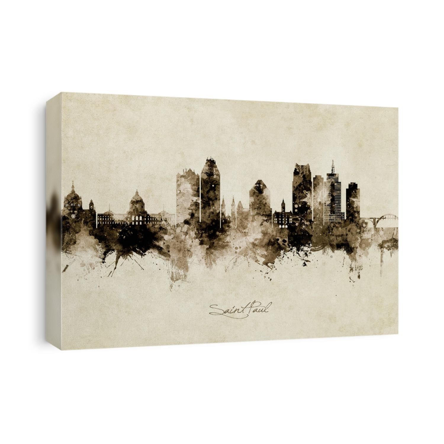 Watercolor art print of the skyline of Saint Paul, Minnesota, United States