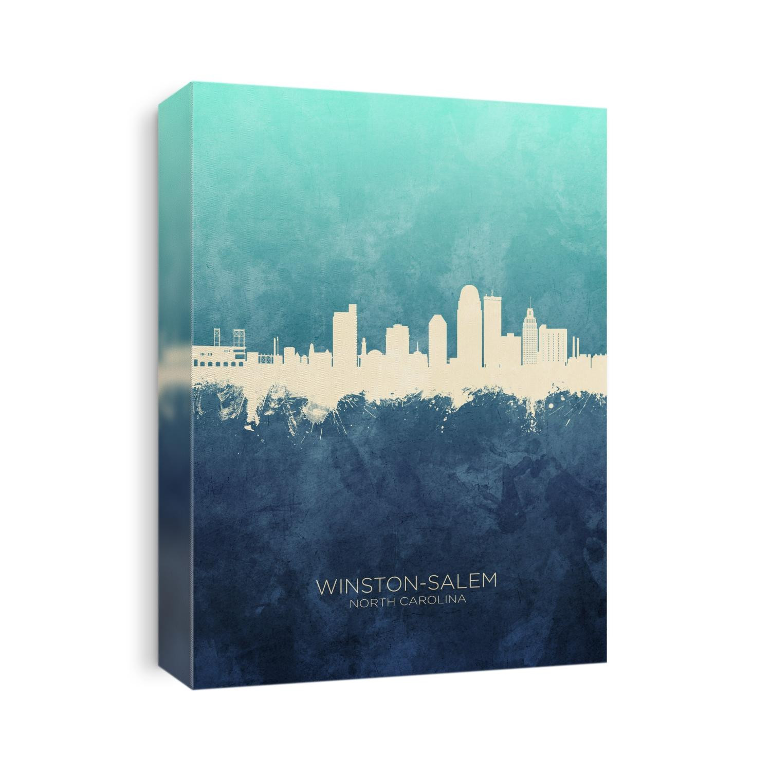 Watercolor art print of the skyline of Winston-Salem, North Carolina