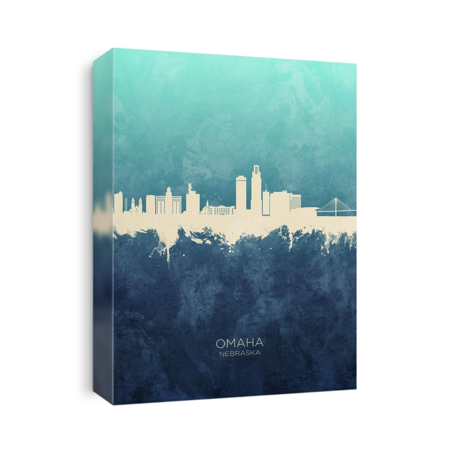 Watercolor art print of the skyline of Omaha, Nebraska