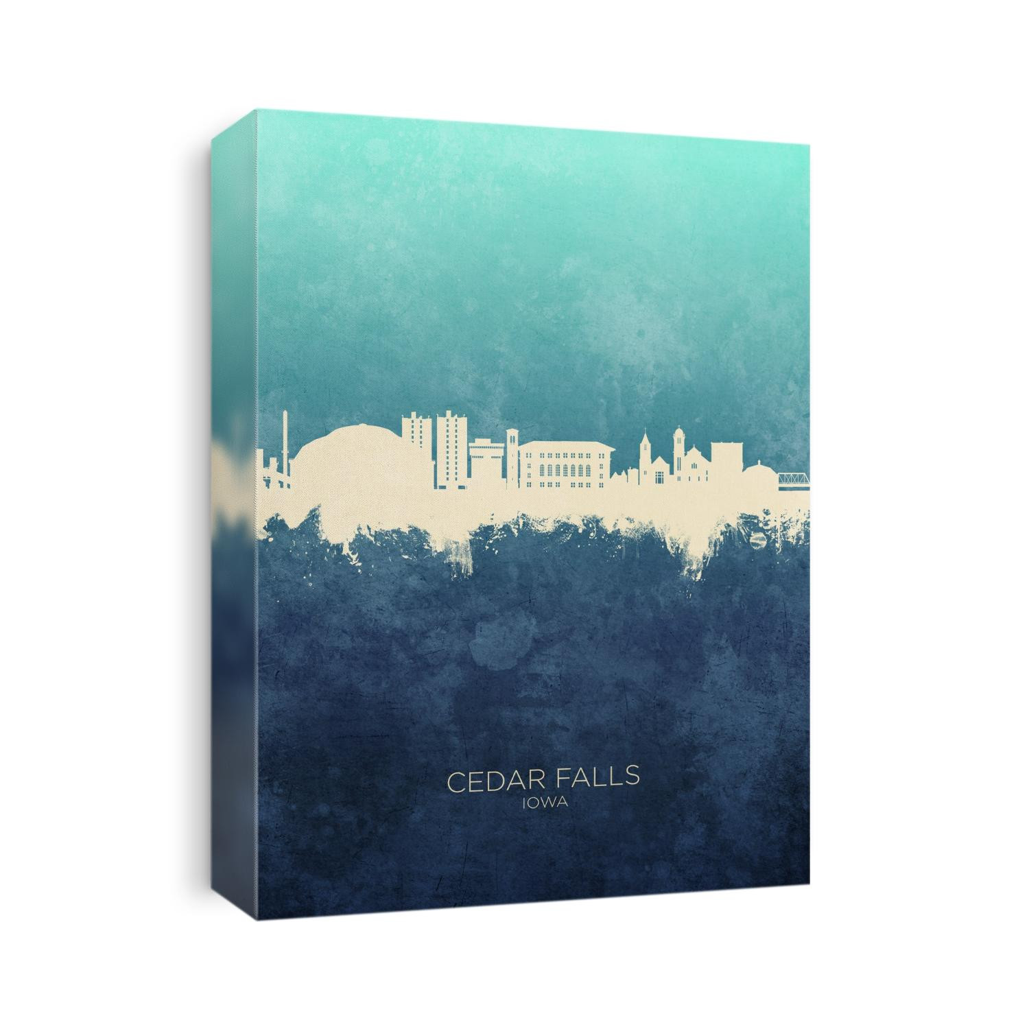 Watercolor art print of the skyline of Cedar Falls, Iowa