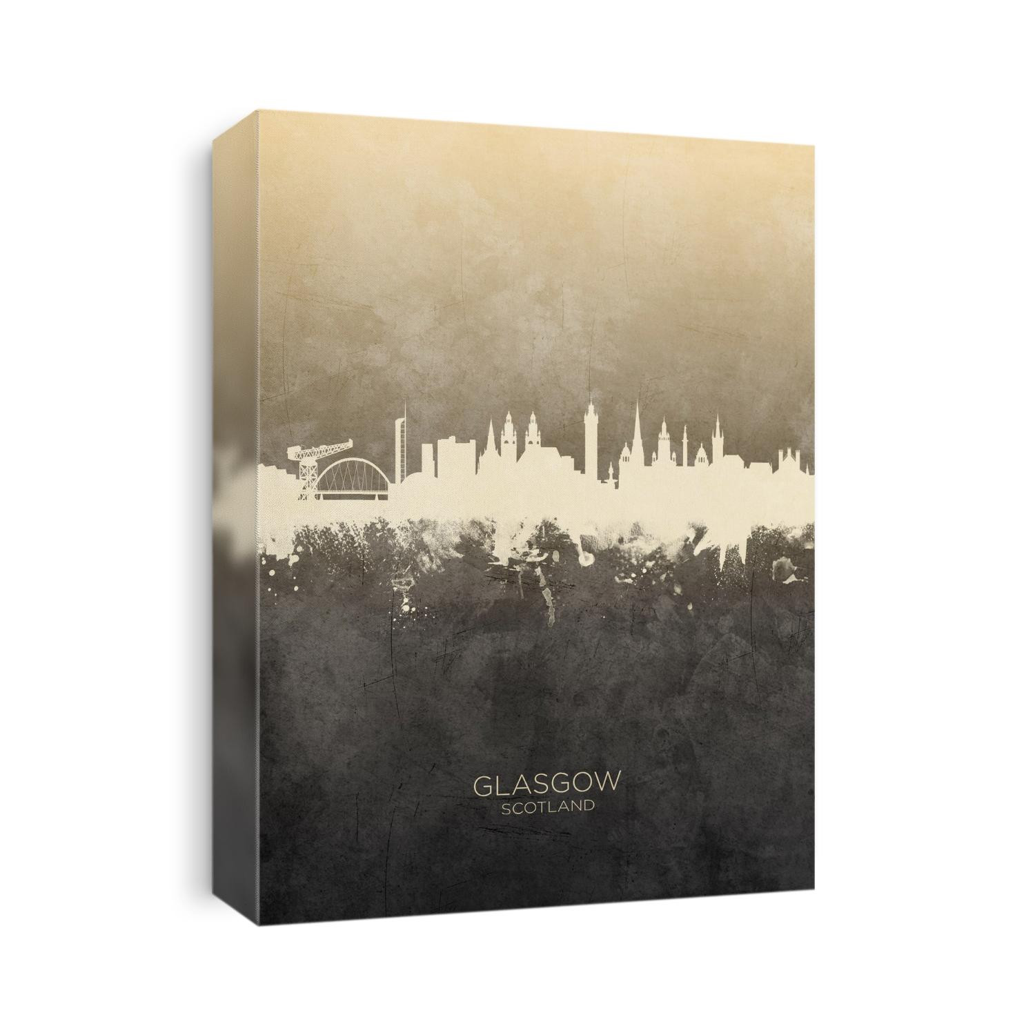 Watercolor art print of the skyline of Glasgow, Scotland, United Kingdom