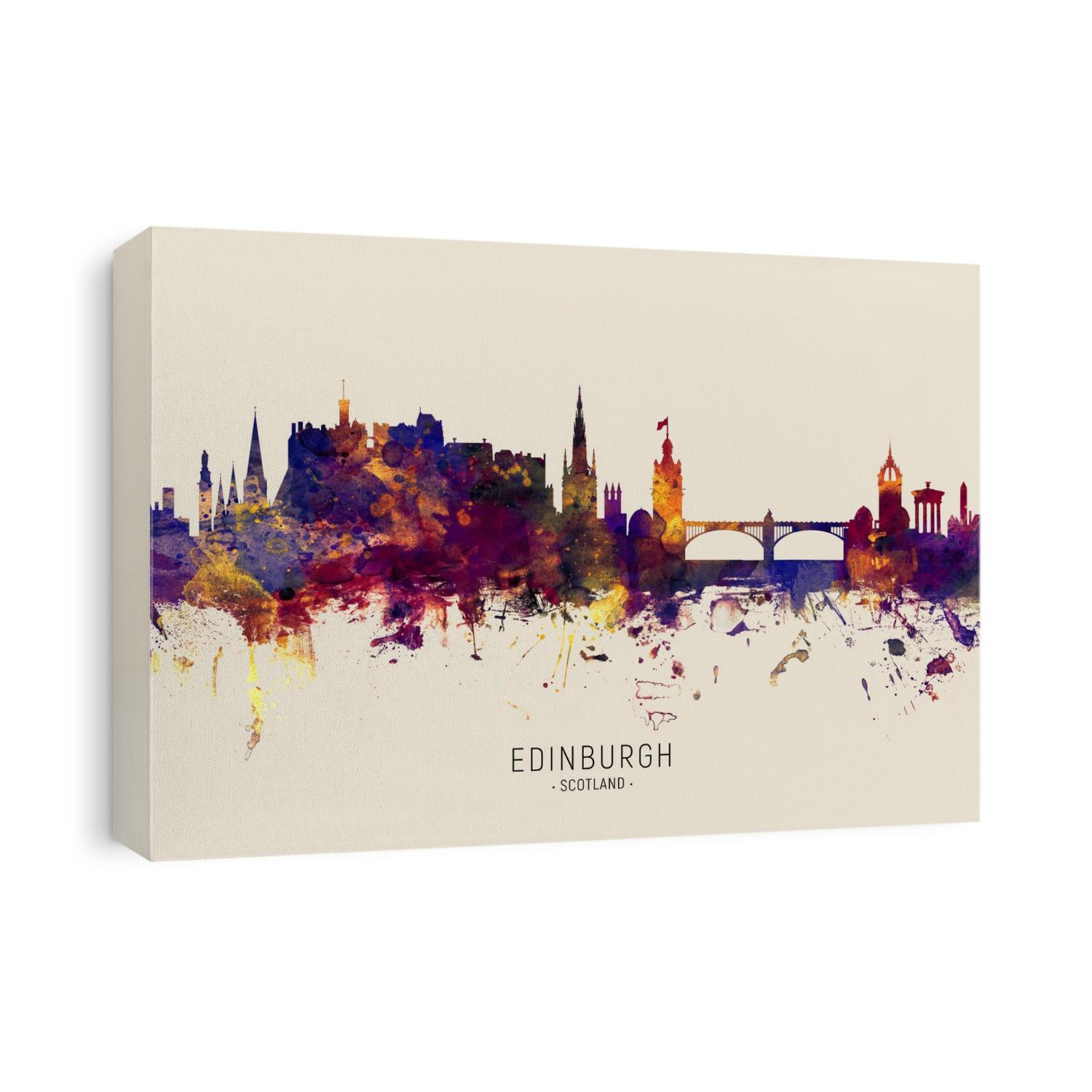 Watercolor art print of the skyline of Edinburgh, Scotland, United Kingdom