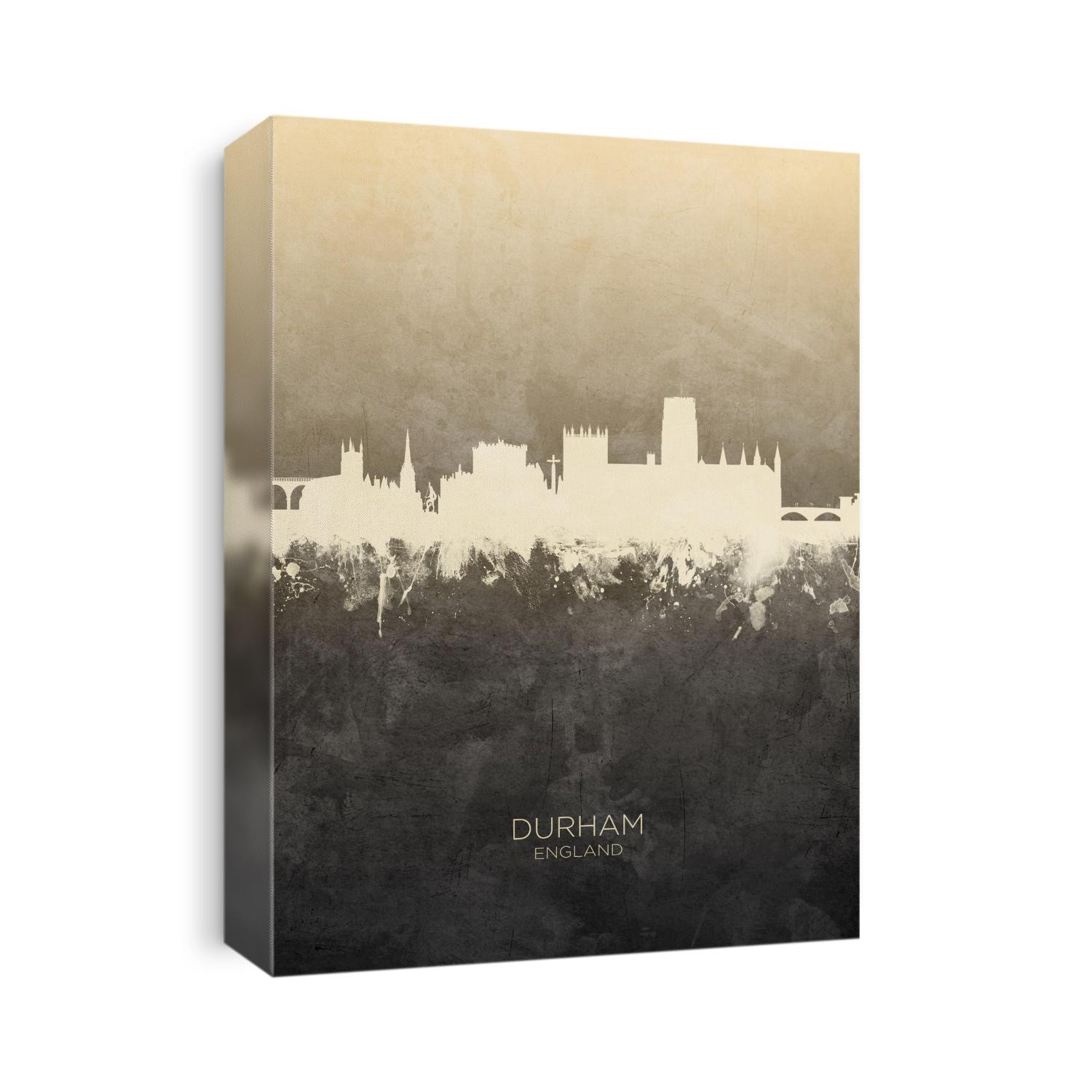 Watercolor art print of the skyline of Durham, England, United Kingdom