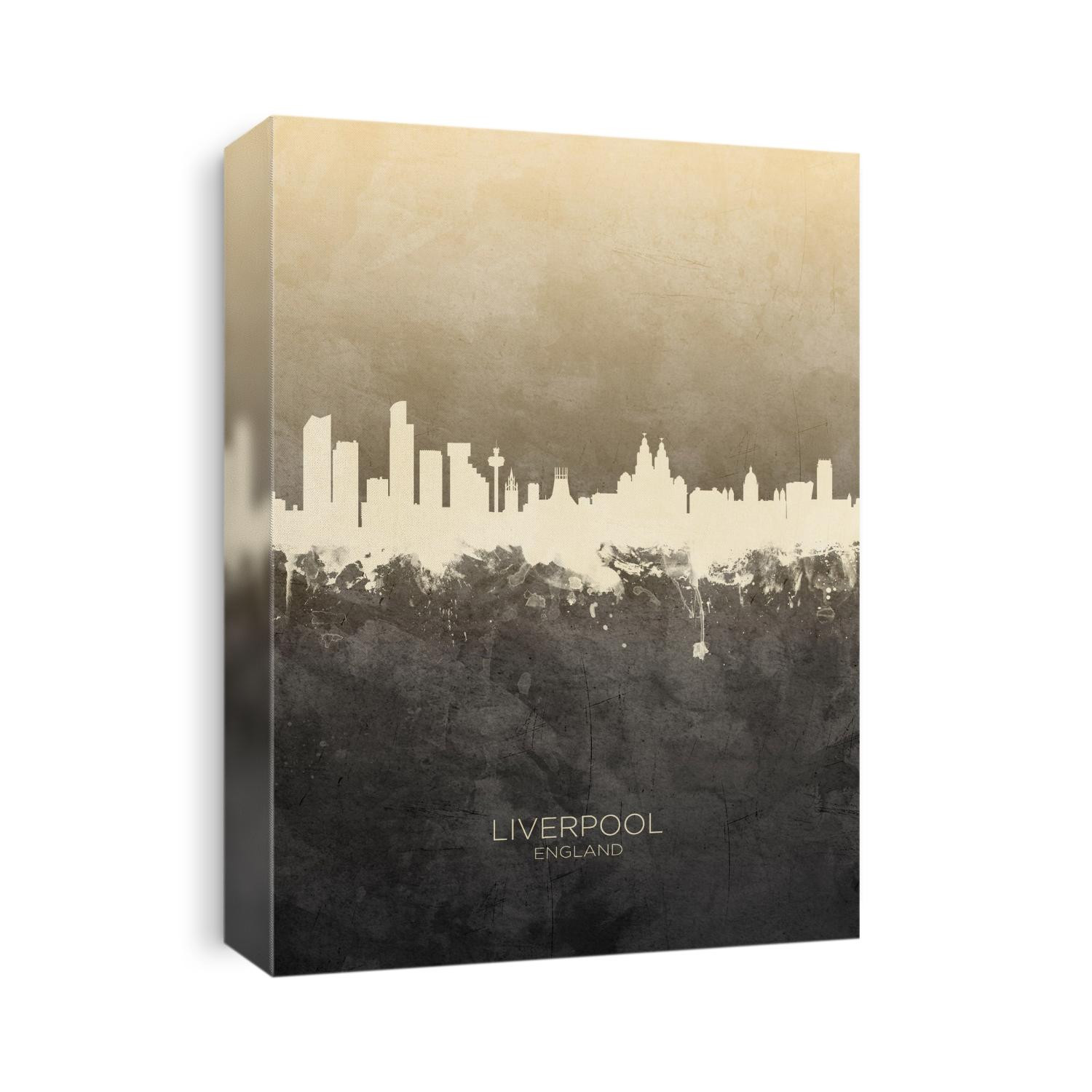 Watercolor art print of the skyline of Liverpool, England