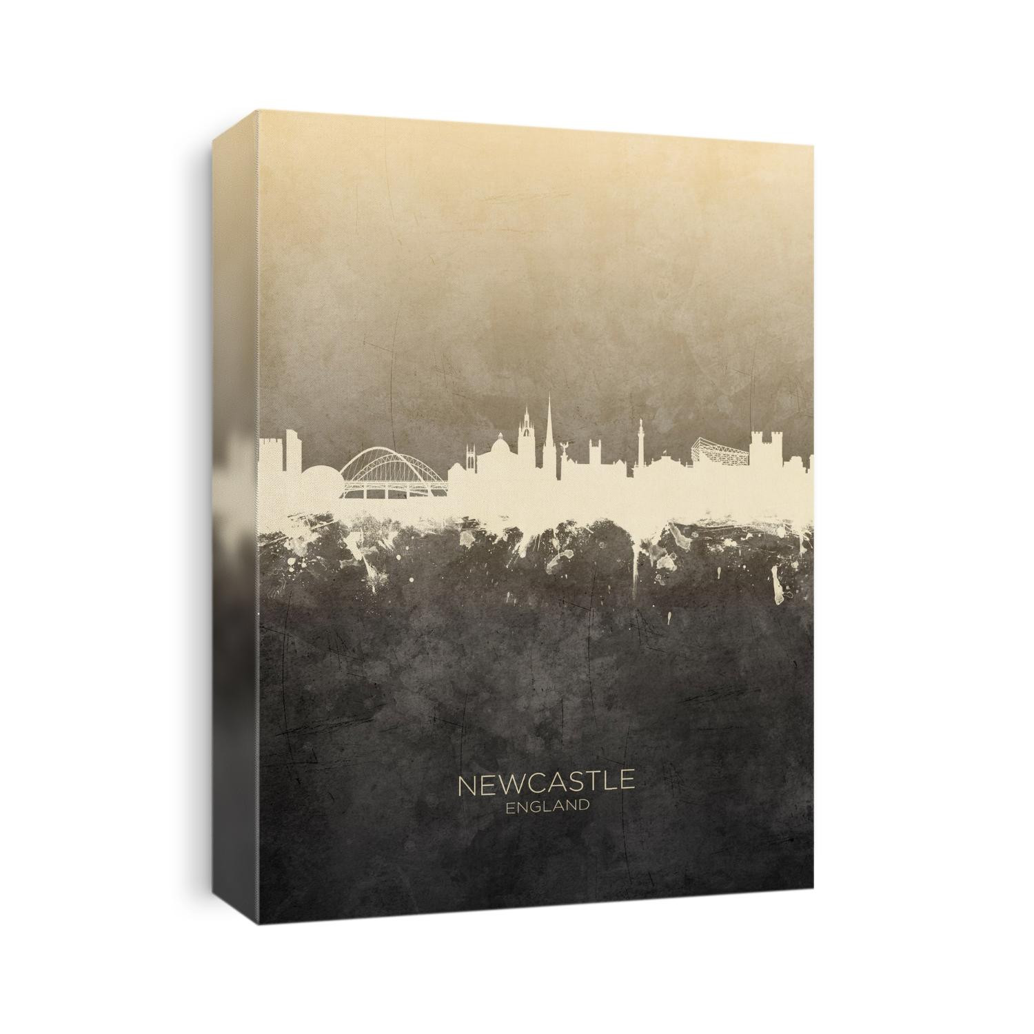Watercolor art print of the skyline of Newcastle, England, United Kingdom