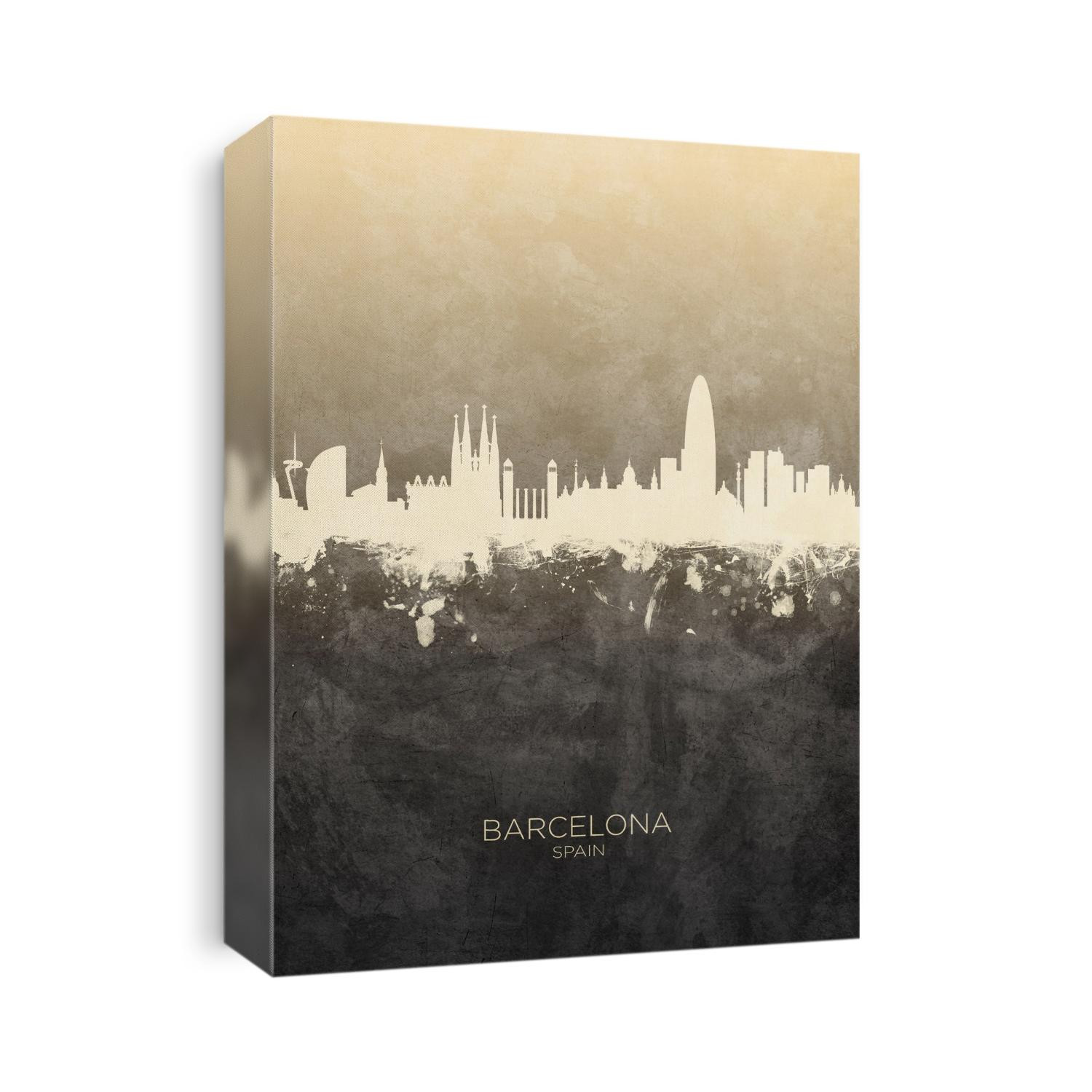 Watercolor art print of the skyline of Barcelona, Spain