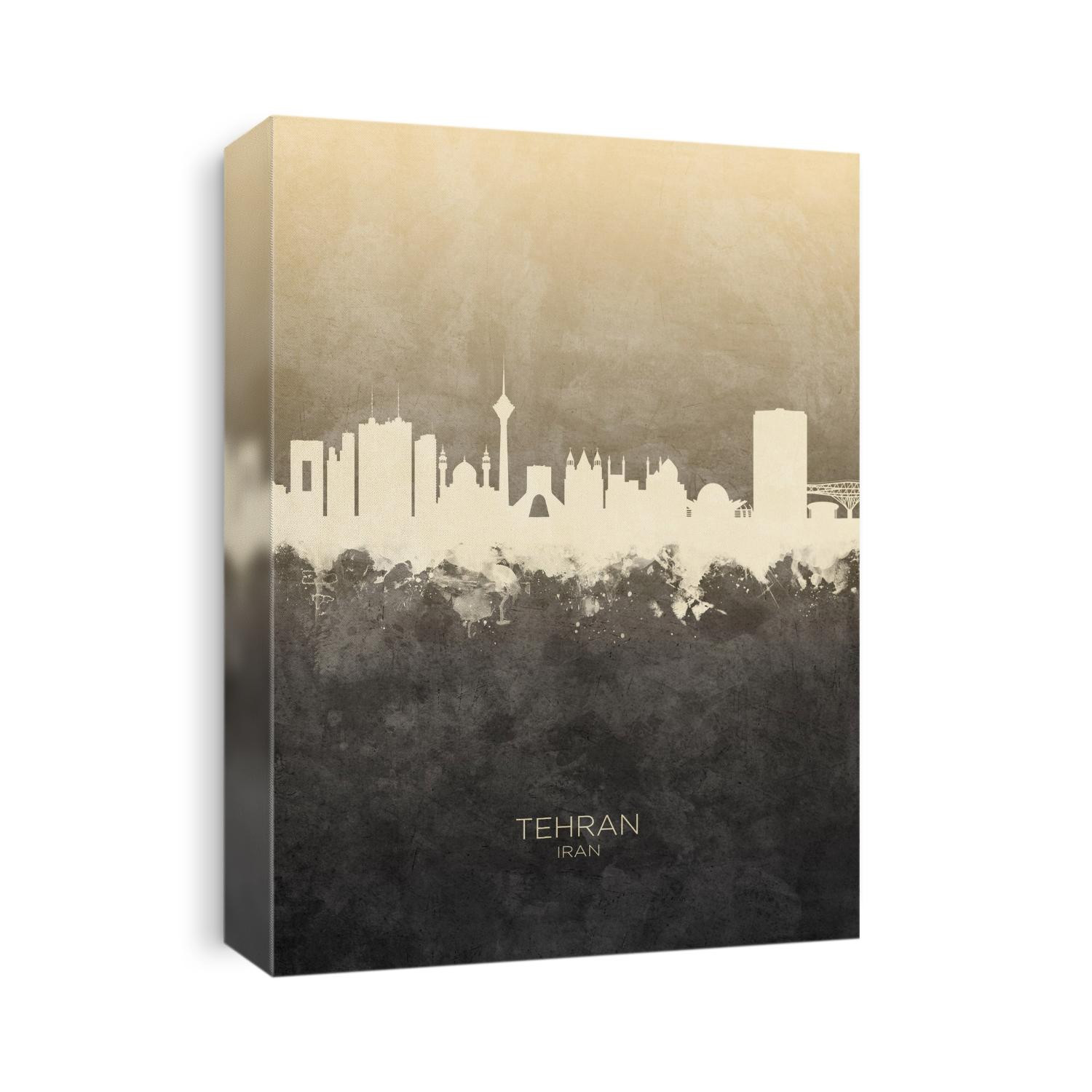 Watercolor art print of the skyline of Tehran, Iran