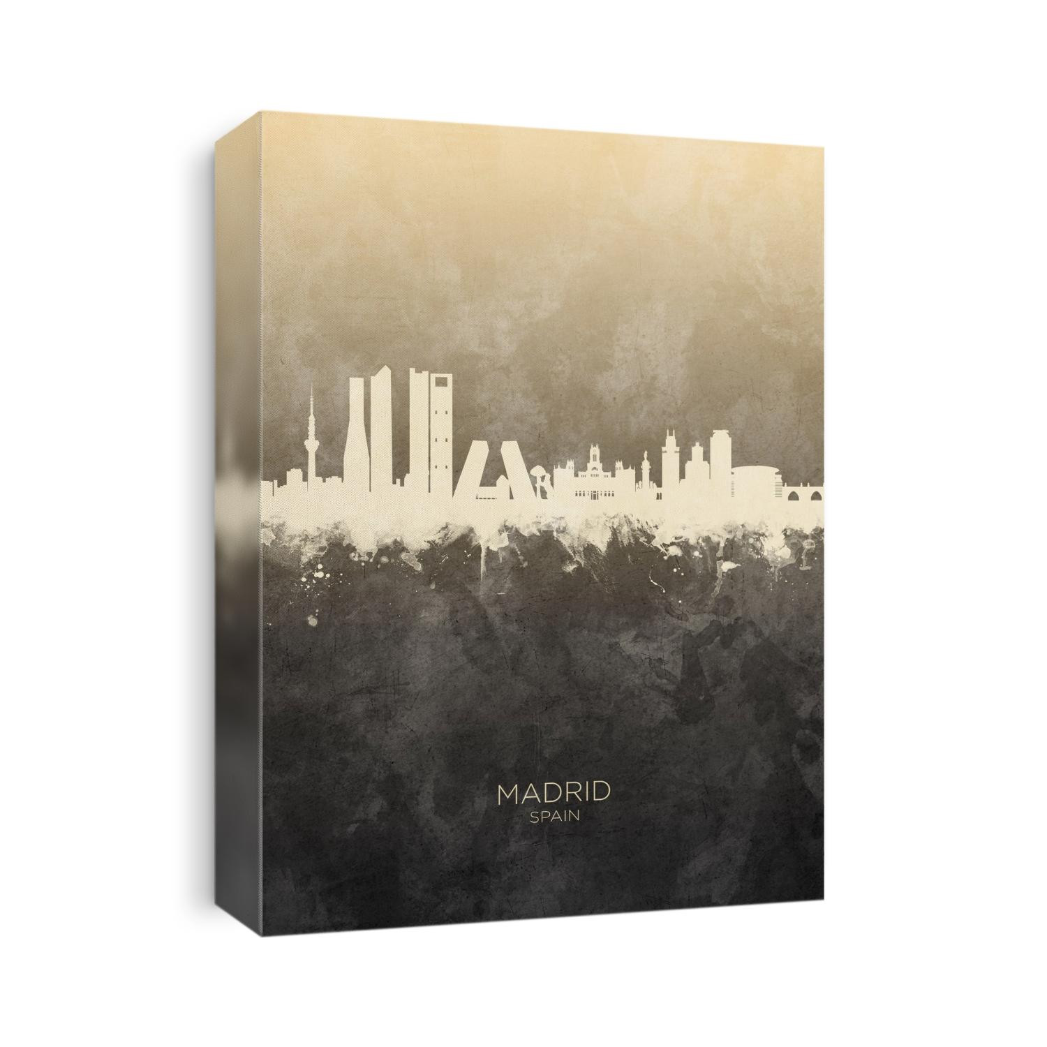 Watercolor art print of the skyline of Madrid, Spain