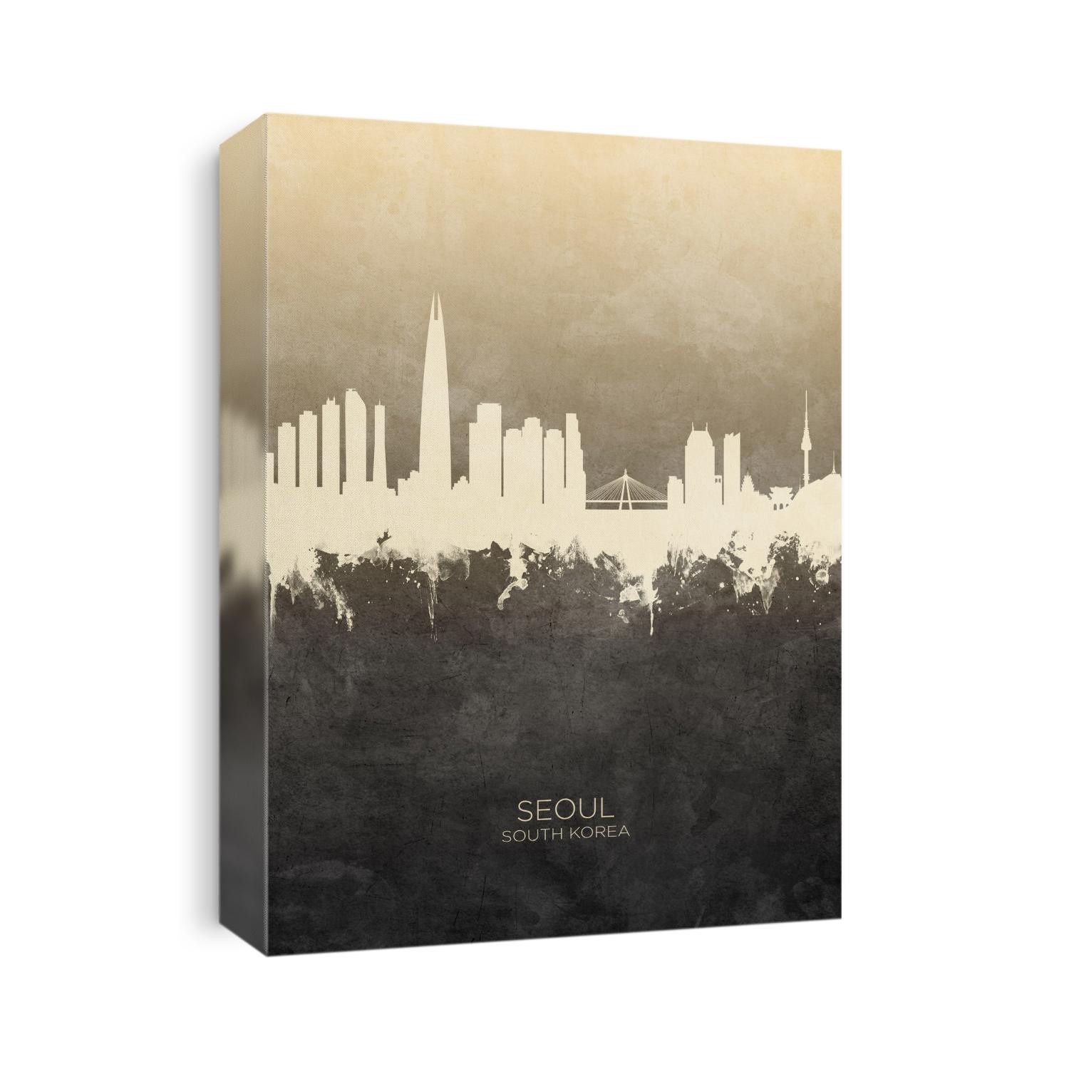 Watercolor art print of the skyline of Seoul, South Korea