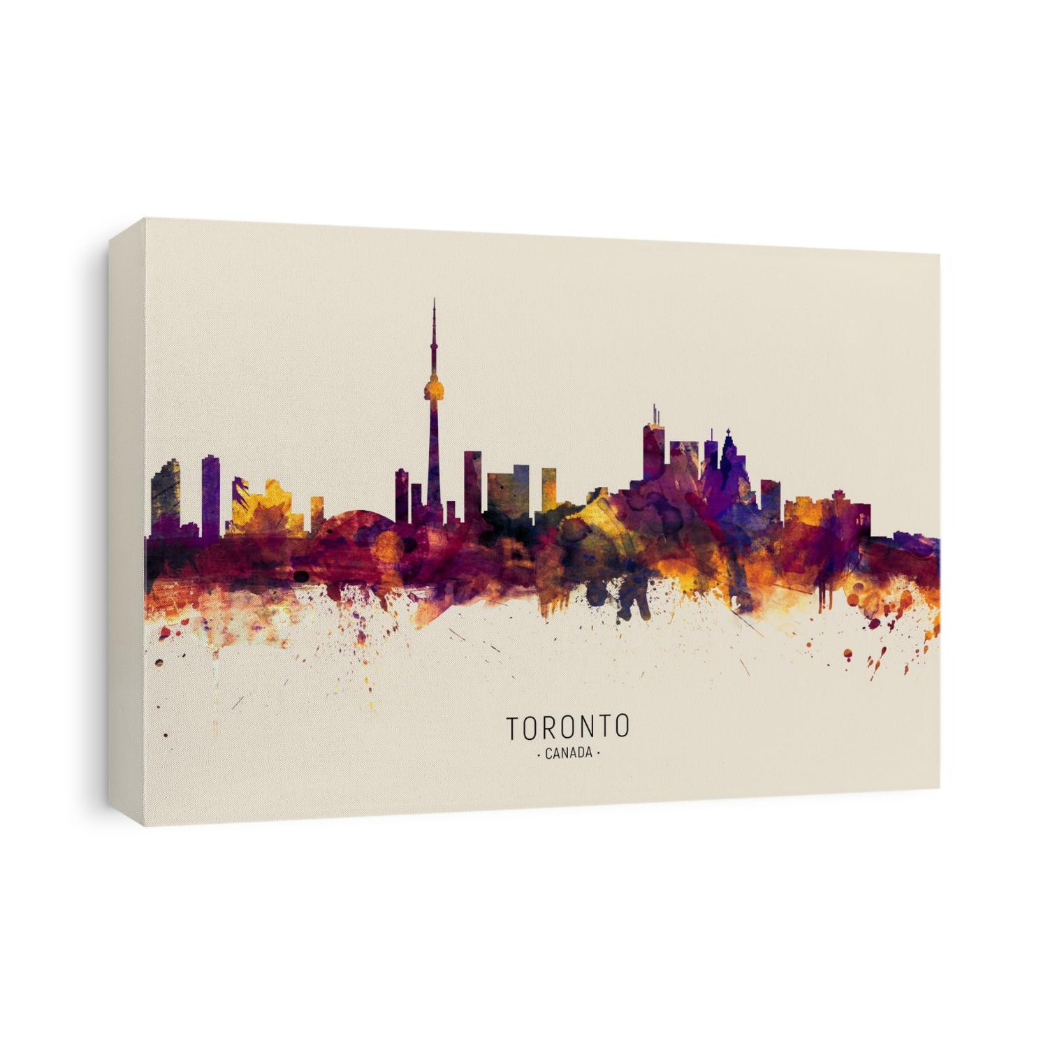 Watercolor art print of the skyline of Toronto, Canada