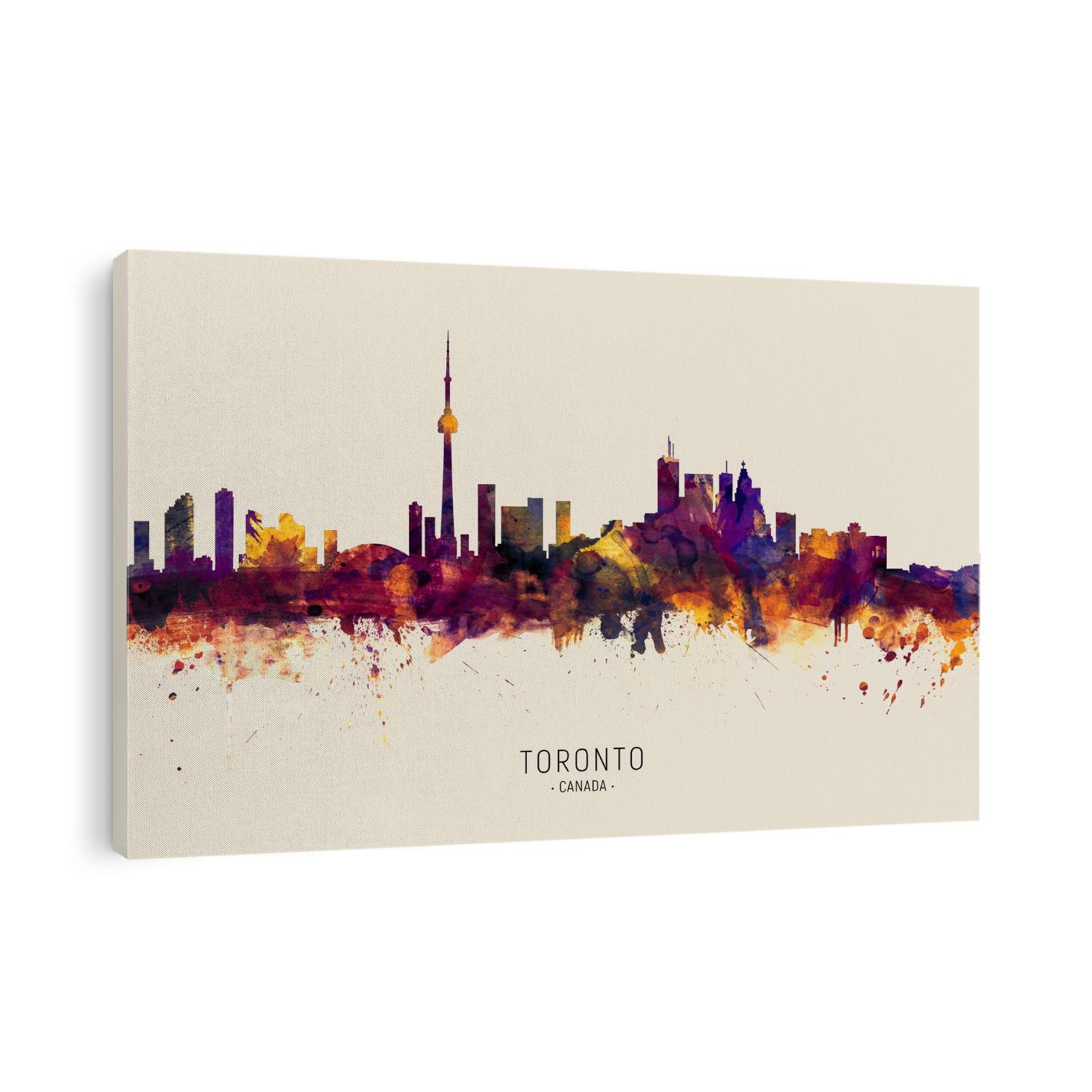 Watercolor art print of the skyline of Toronto, Canada