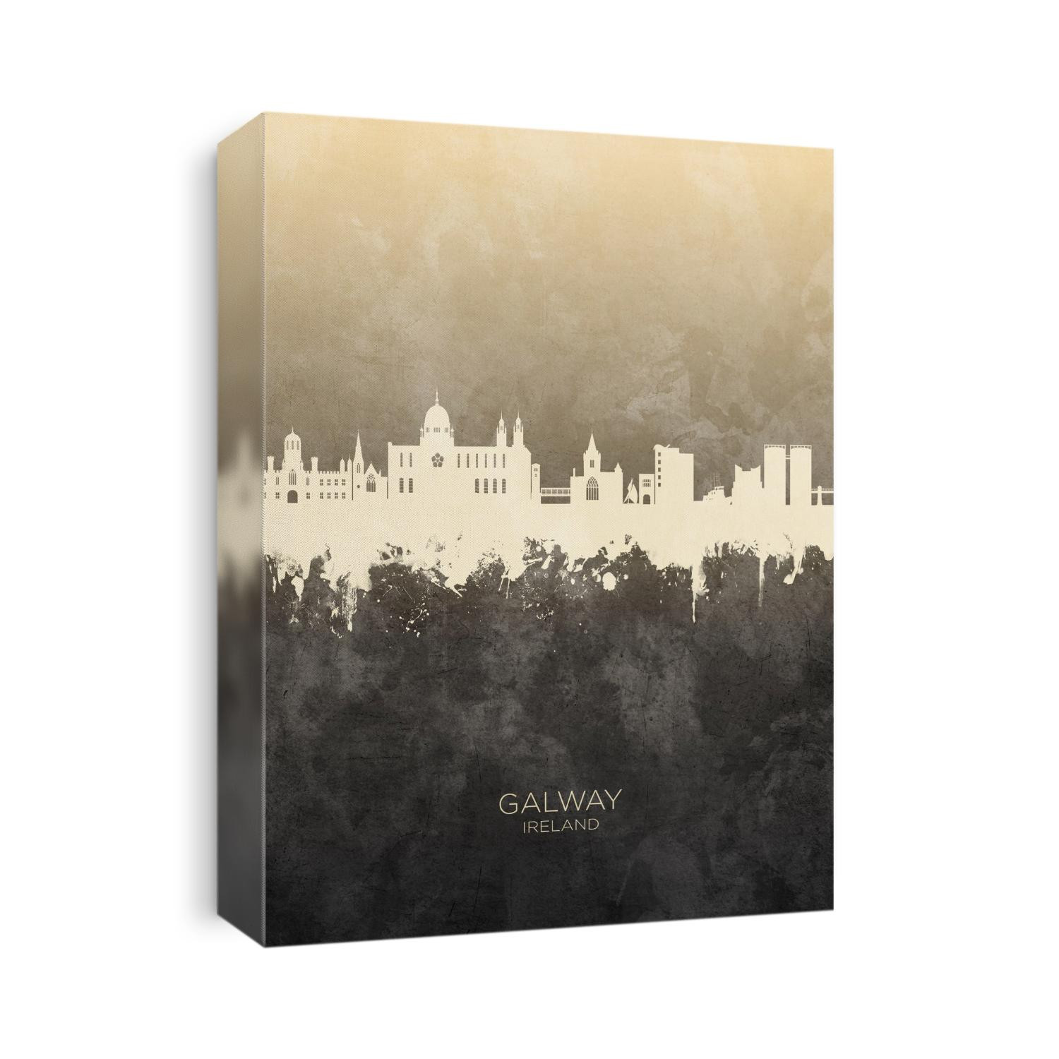Watercolor art print of the skyline of Galway, Ireland