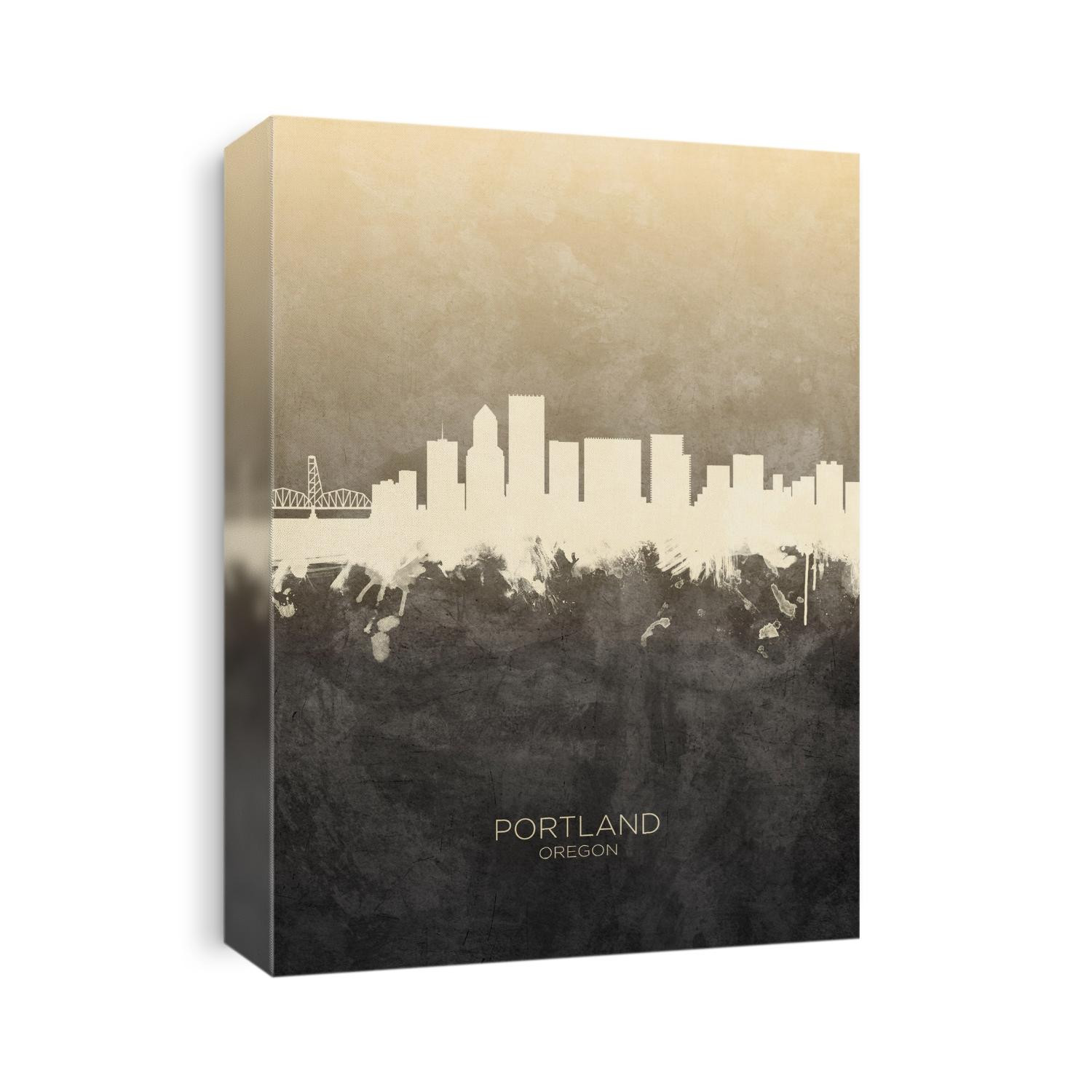Watercolor art print of the skyline of Portland, Oregon, United States