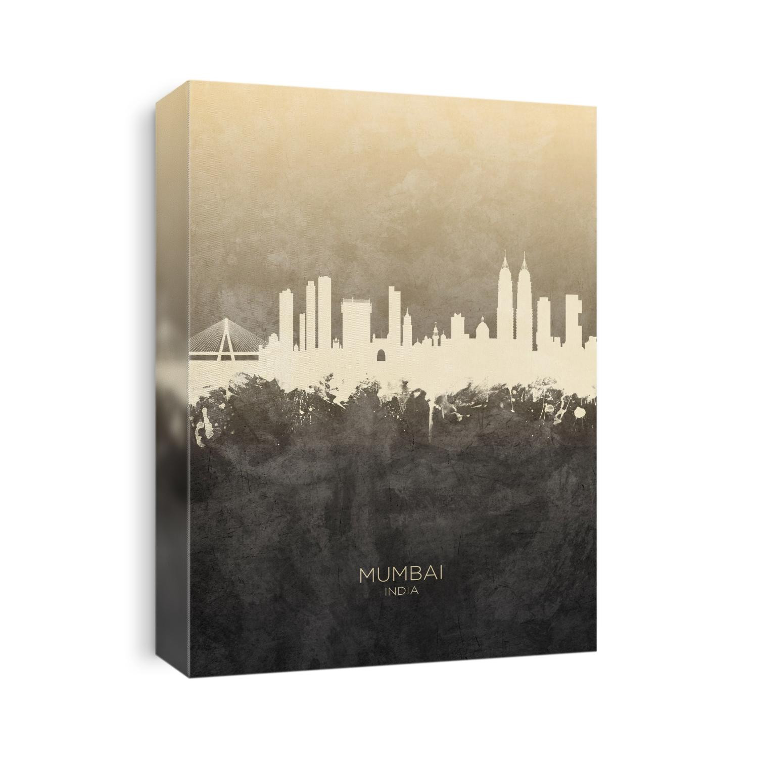 Watercolor art print of the skyline of Mumbai, India